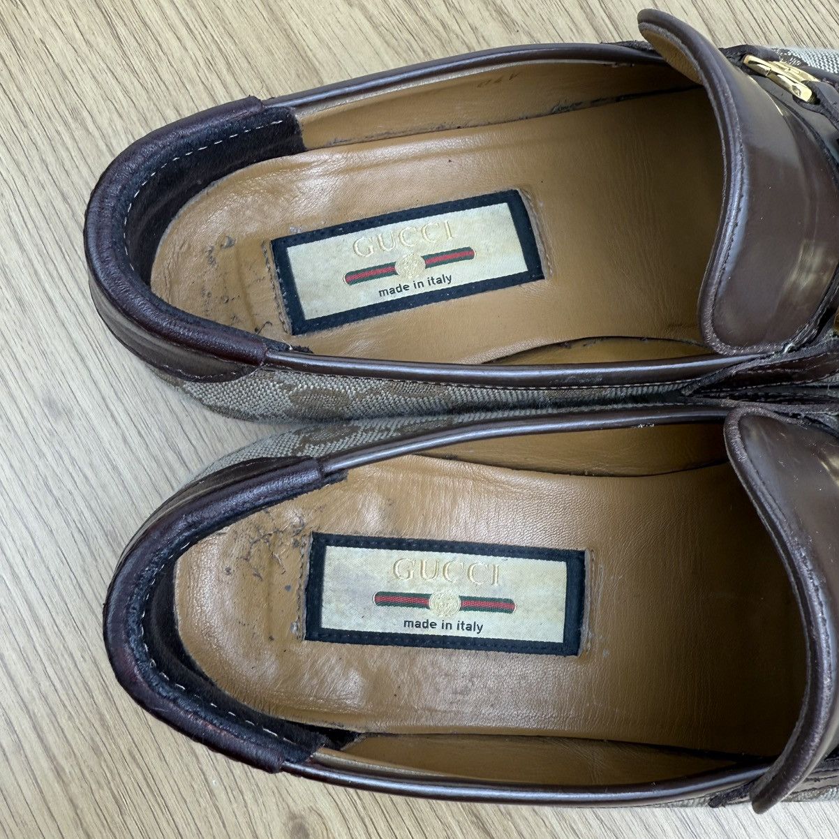 Gucci GUCCI Loafers Leather Shoes Monogram GG Metal Logo Beige Size US 7 / IT 37 - 9 Thumbnail