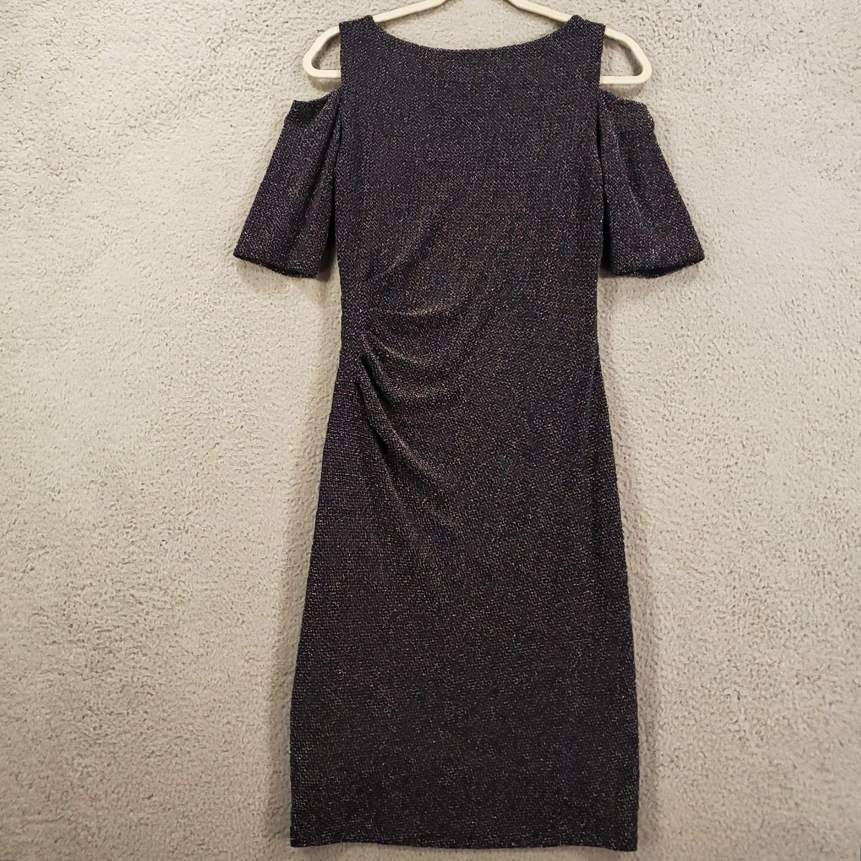 Ralph Lauren Ralph Lauren Dress Womens 6 Blue Knee Length Boat Neck Short Sleeve Cold Shoulder Shimmer Sparkle Eveningwear Night Out Size M / US 6-8 / IT 42-44 - 4 Thumbnail