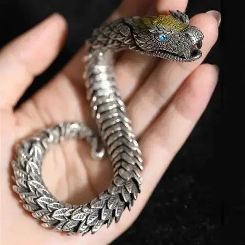 Jewelry 22cm Length 3D Medusa Rattlesnake Handmade Bracelet Size ONE SIZE - 4 Thumbnail