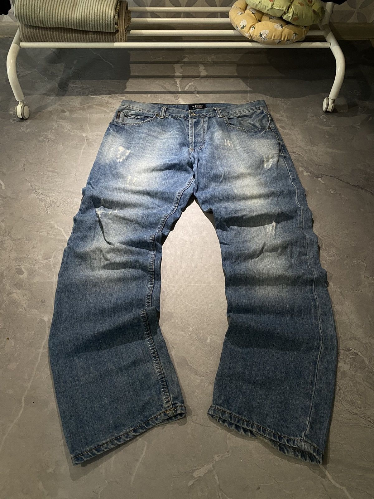 Armani RARE Distressed Armani Jean /Washed Vintage Size US 38 / EU 54 - 1 Thumbnail