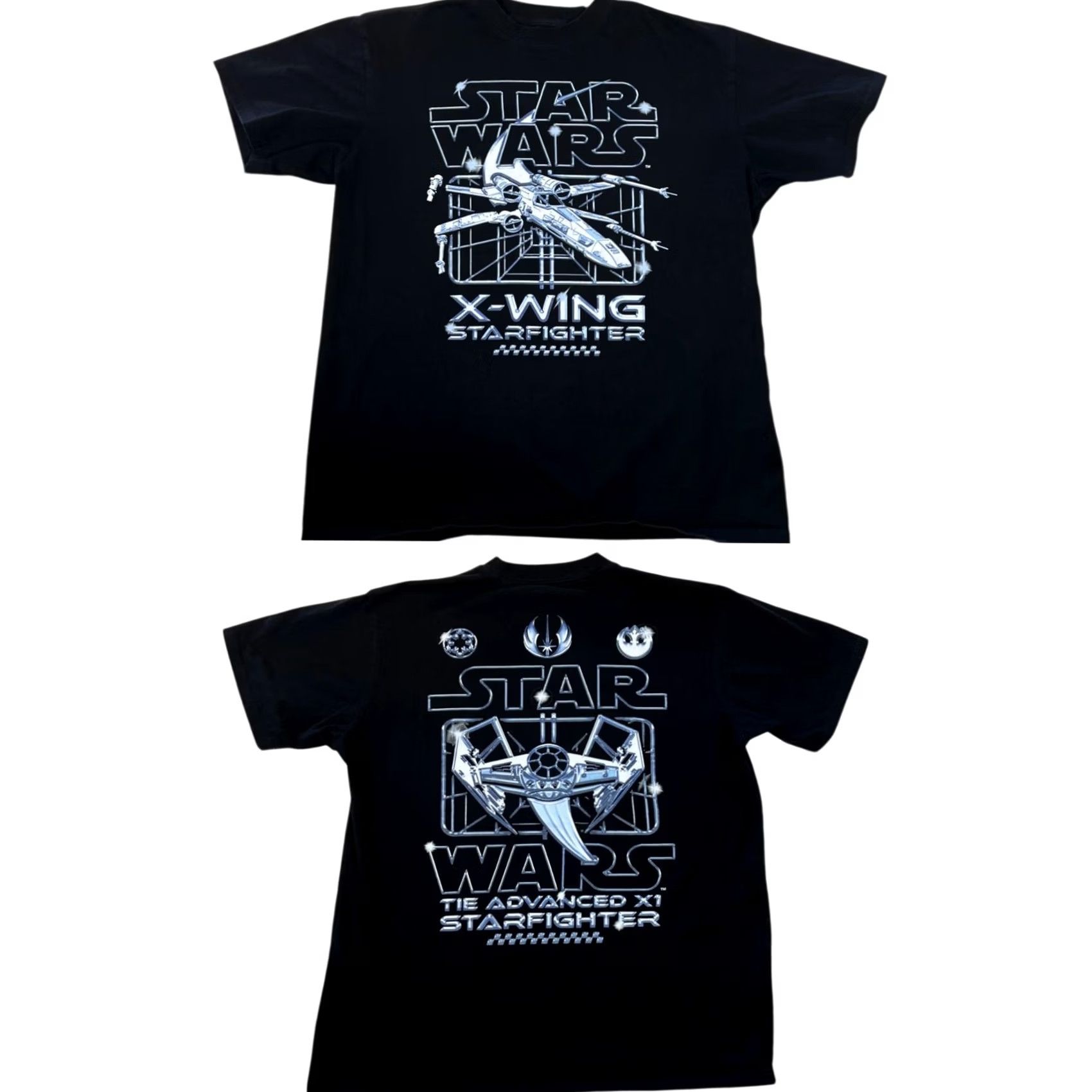 Star Wars Star Wars T-Shirt Mens XL Black X-Wing Starfighter TIE Advanced X1 Star Wars Logo Graphic Print Crew Neck Short Sleeve Regular Fit Mad Engine Size US XL / EU 56 / 4 - 2 Thumbnail