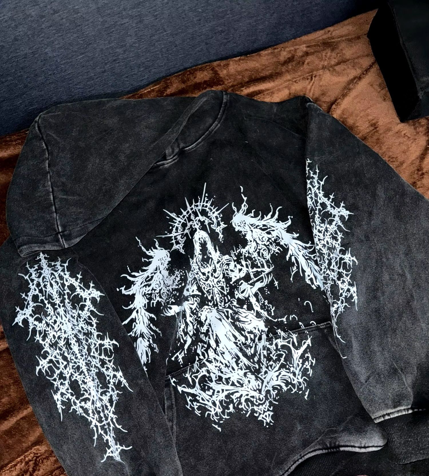 Japanese Brand × Vintage Y2K Dark Gothic Streetwear Hoodie - Angel Print Oversized Size US L / EU 52-54 / 3 - 2 Thumbnail