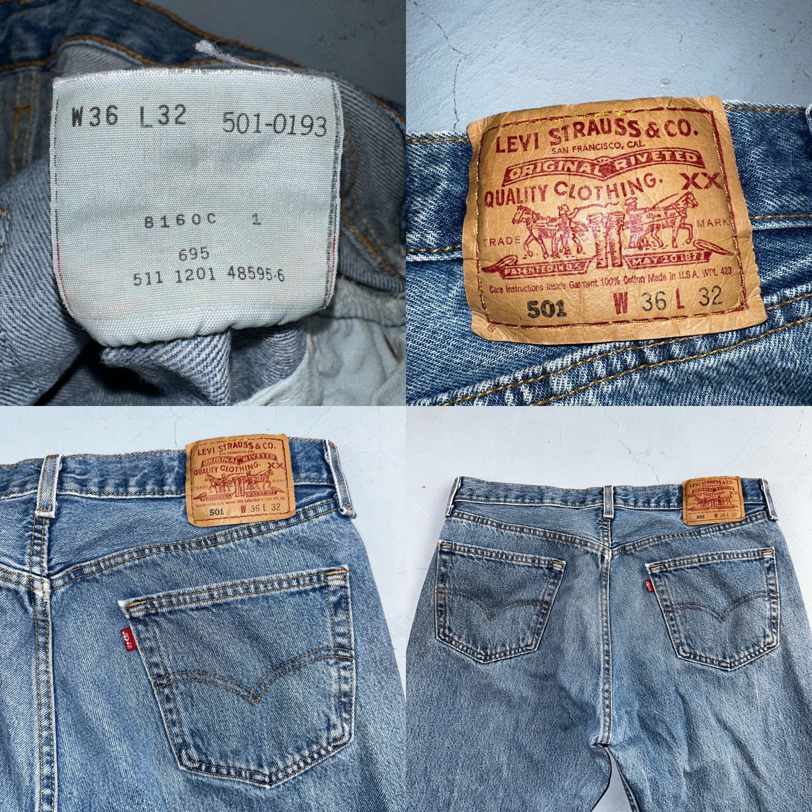 Levi's Levi's 501 Vintage 90s USA Jeans Blue Medium Wash 36x32 Inseam 32 Straight Leg Men’s Regular 34x30 Size US 36 / EU 52 - 9 Thumbnail