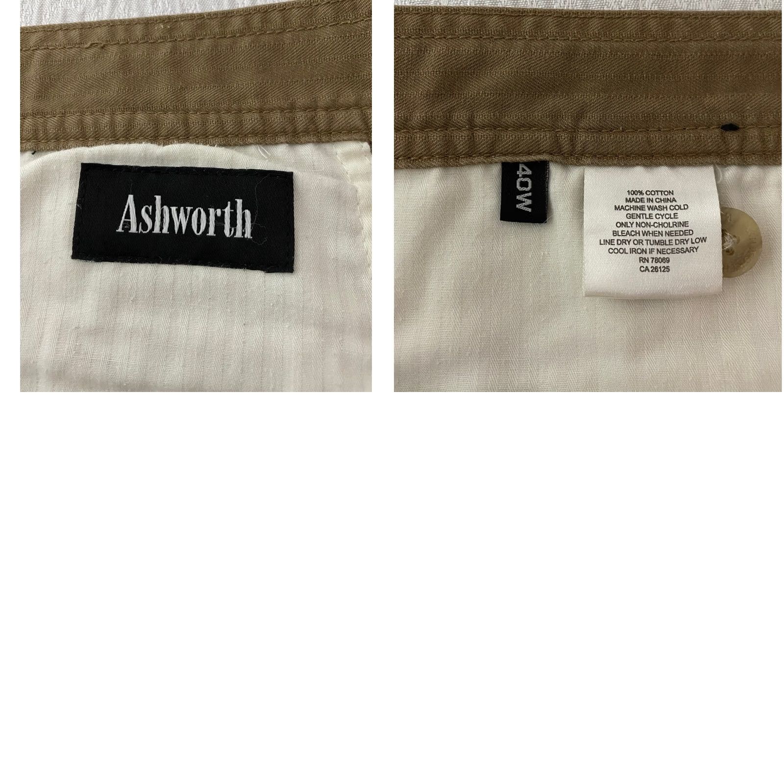 Vintage Ashworth Mens 40 W Khaki Brown 100% Cotton Flat Front Golf Chino Shorts Classic Size US 40 / EU 56 - 8 Thumbnail