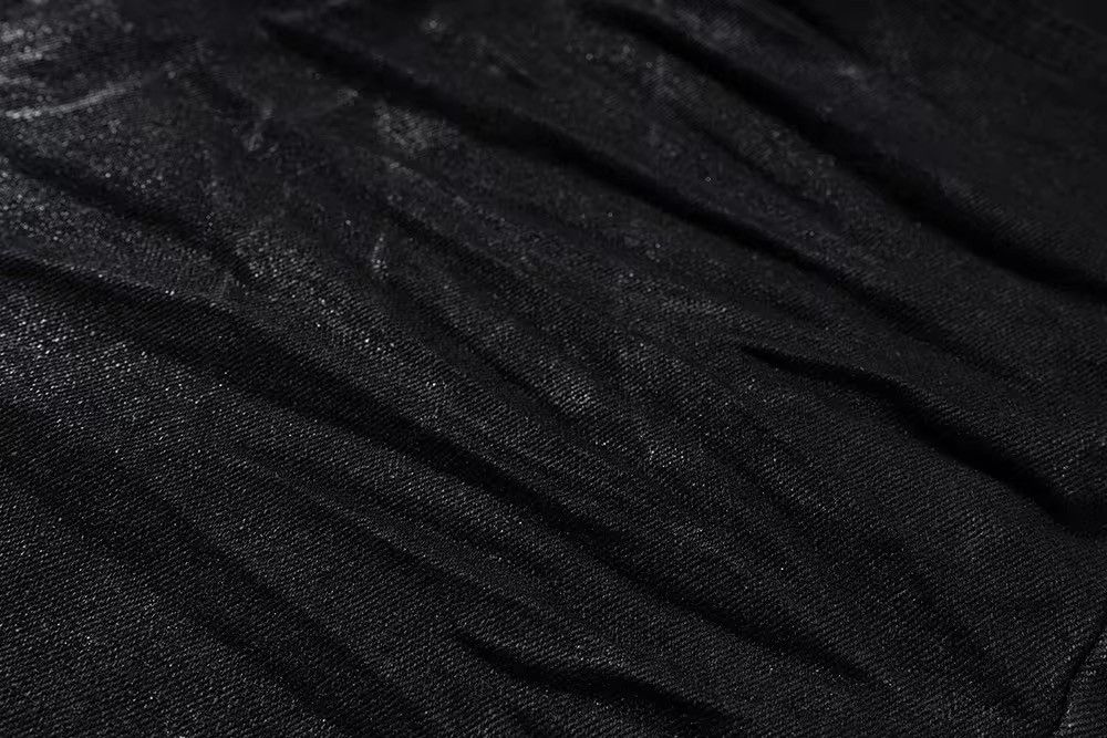 Japanese Brand × Jean Y2K Streetwear Black Glue Coated Boot Cut Flare Jean Size US 31 - 8 Thumbnail