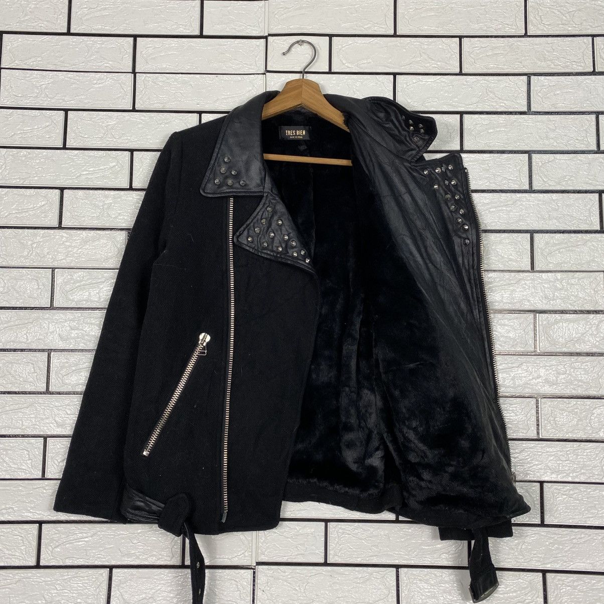 Japanese Brand Vintage Biker Jacket Double Collar Blanket Tres Bien Size US M / EU 48-50 / 2 - 12 Thumbnail