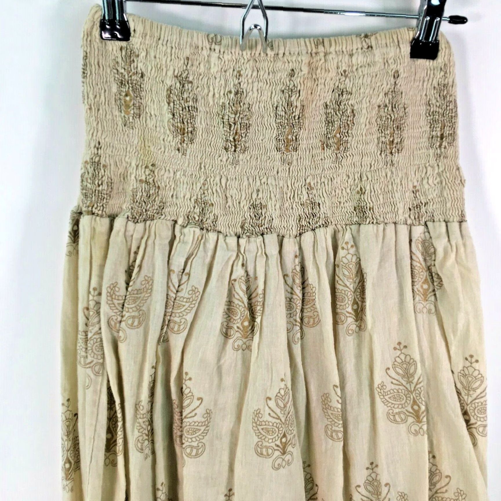 Vintage VINTAGE NB Floral Ruffle Hem Midi Skirt Womens Elastic Waist Tan Adjustable Size Size 24" / US 00 / IT 34 - 4 Thumbnail