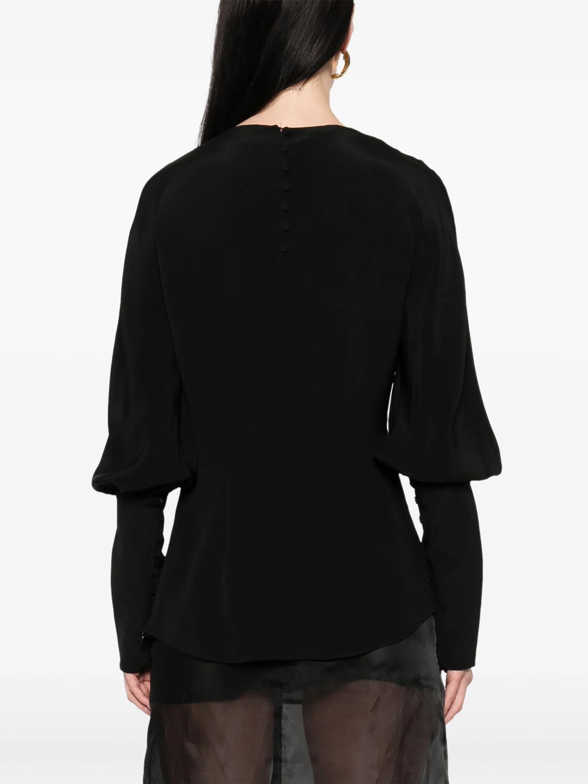Alexander McQueen o1y0325 Silk Top in Black Size XS / US 0-2 / IT 36-38 - 4 Thumbnail