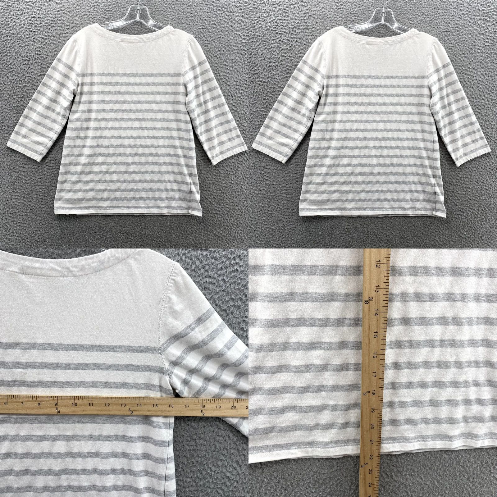 Vintage Maeve Shirt Women's Med Gray Striped Nautical Preppy Academia 3/4 Sleeve Casual Boat Classic Teacher Vintage No Size M / US 6-8 / IT 42-44 - 8 Thumbnail