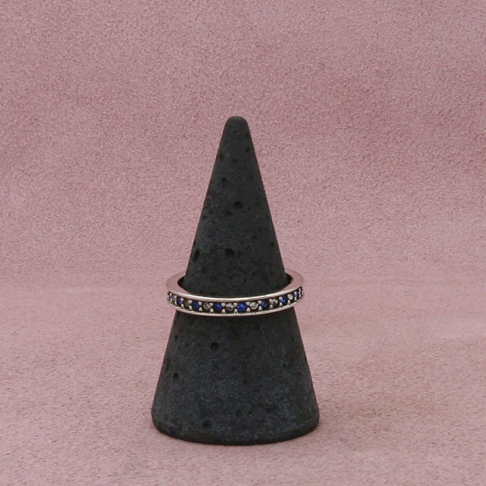 Sterling Silver sterling silver blue & clear cz eternity band ring size 7.75 Size ONE SIZE - 1 Thumbnail