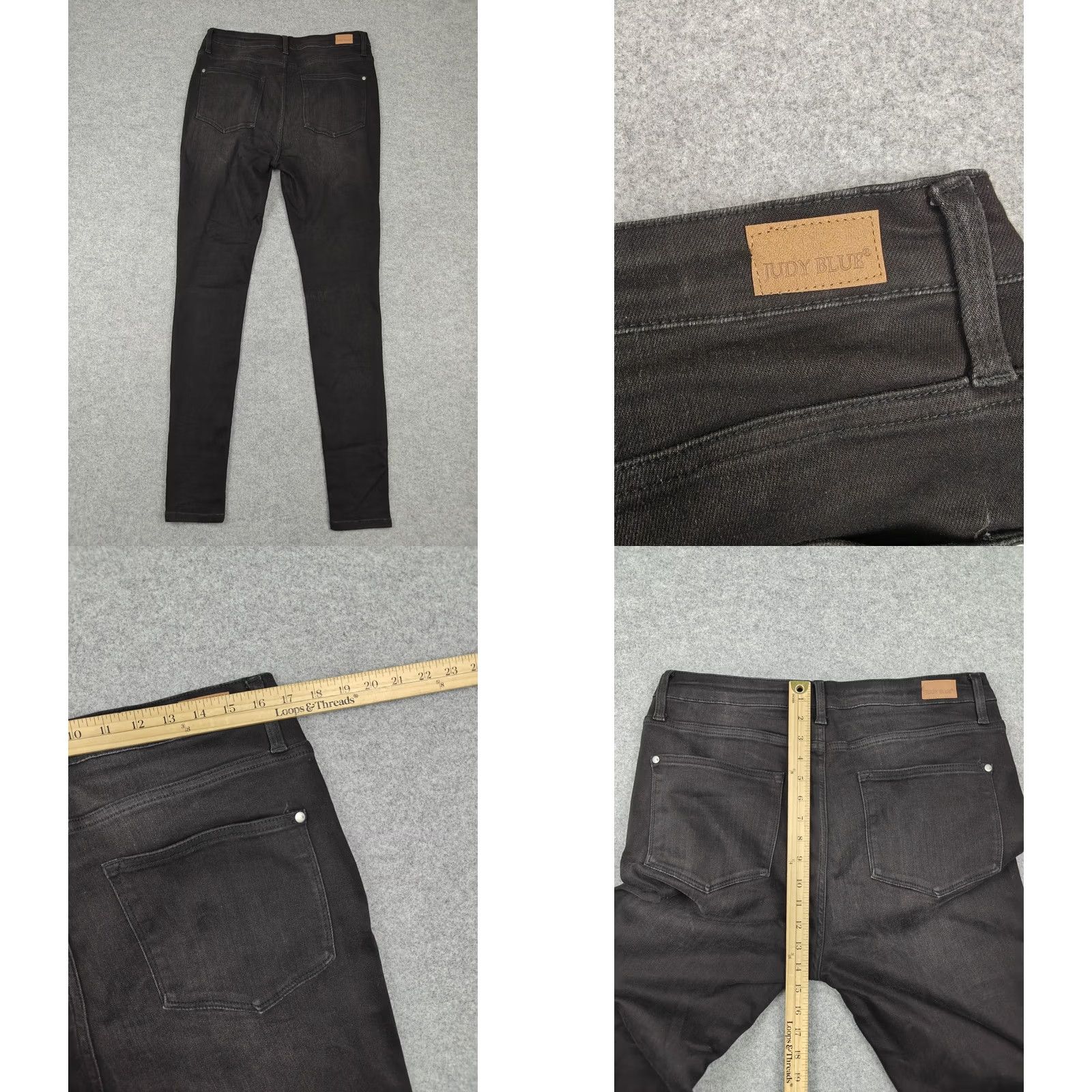 Denime Judy Blue Jeans Womens 15/32 Black Charcoal Wash Skinny Slim Stretch Denim Jeans Size 36" / US 14 / IT 50 - 8 Thumbnail