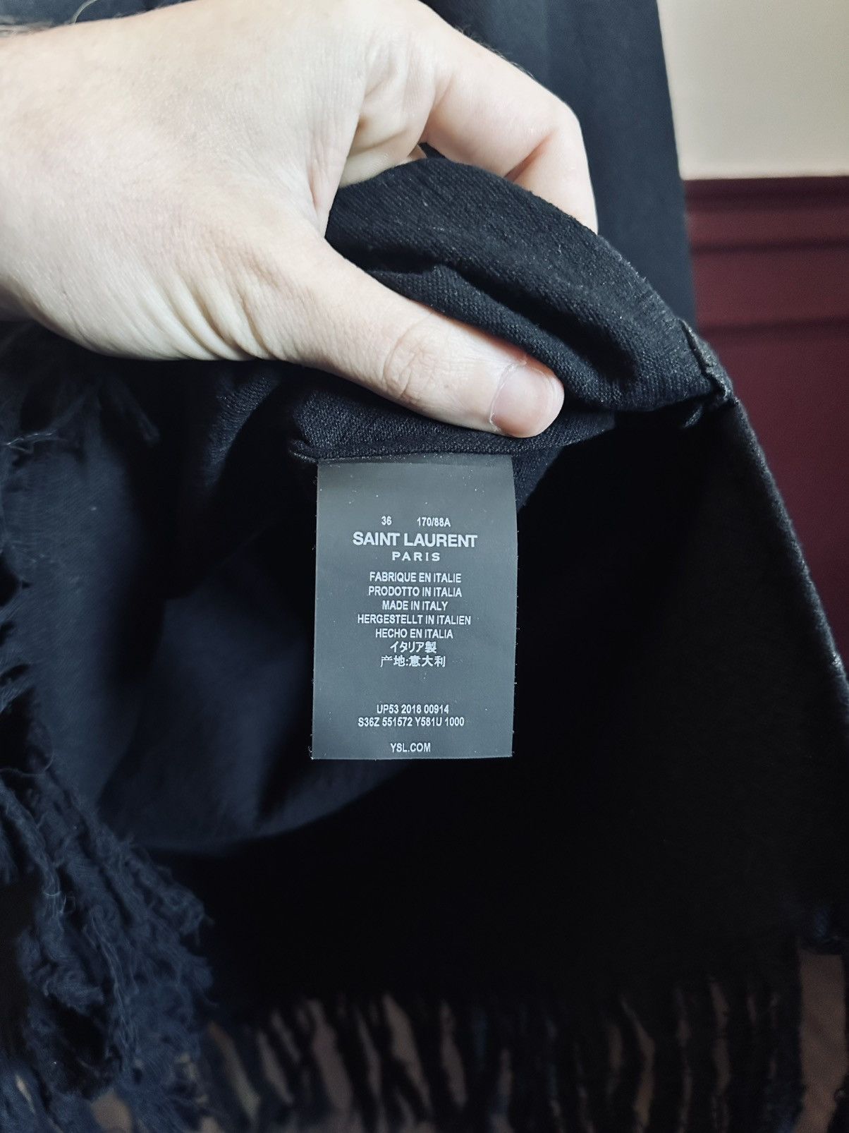 Saint Laurent Paris Fringe hem buttoned v-neck tunic shirt black Italy Size US XS / EU 42 / 0 - 11 Thumbnail