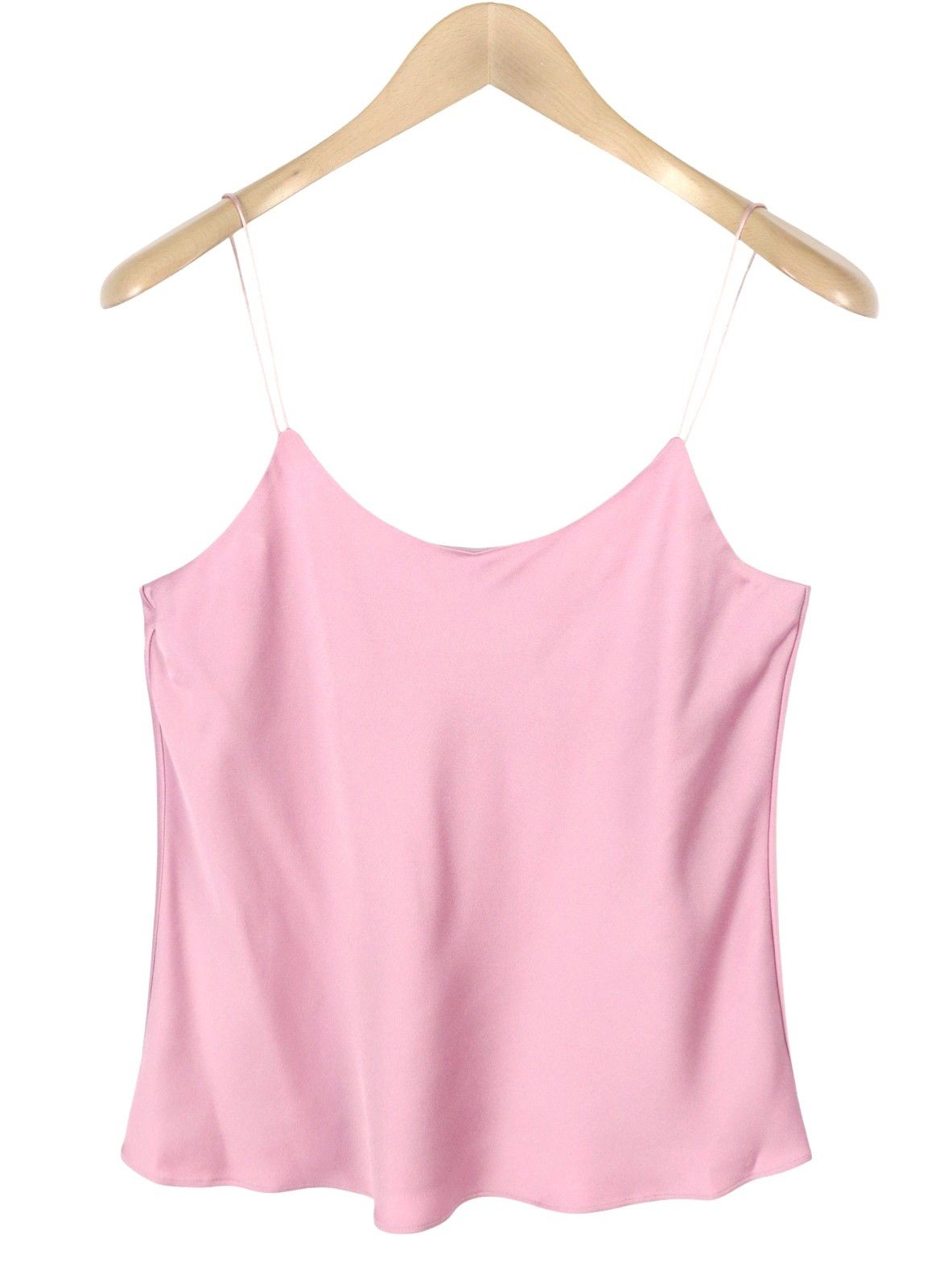 Max Mara EU42 Pink Spaghetti Strap Shiny Blouse 88802 Size XL / US 12-14 / IT 48-50 - 2 Thumbnail