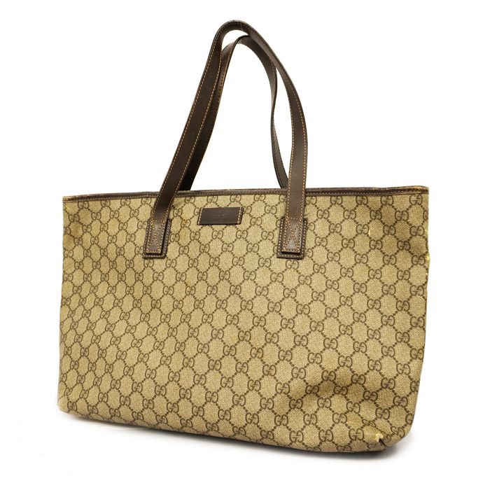 GUCCI Gucci Children Boat Tote Bag GG Supreme Canvas Leather 605662 Beige  Green Brown Silver Hardware