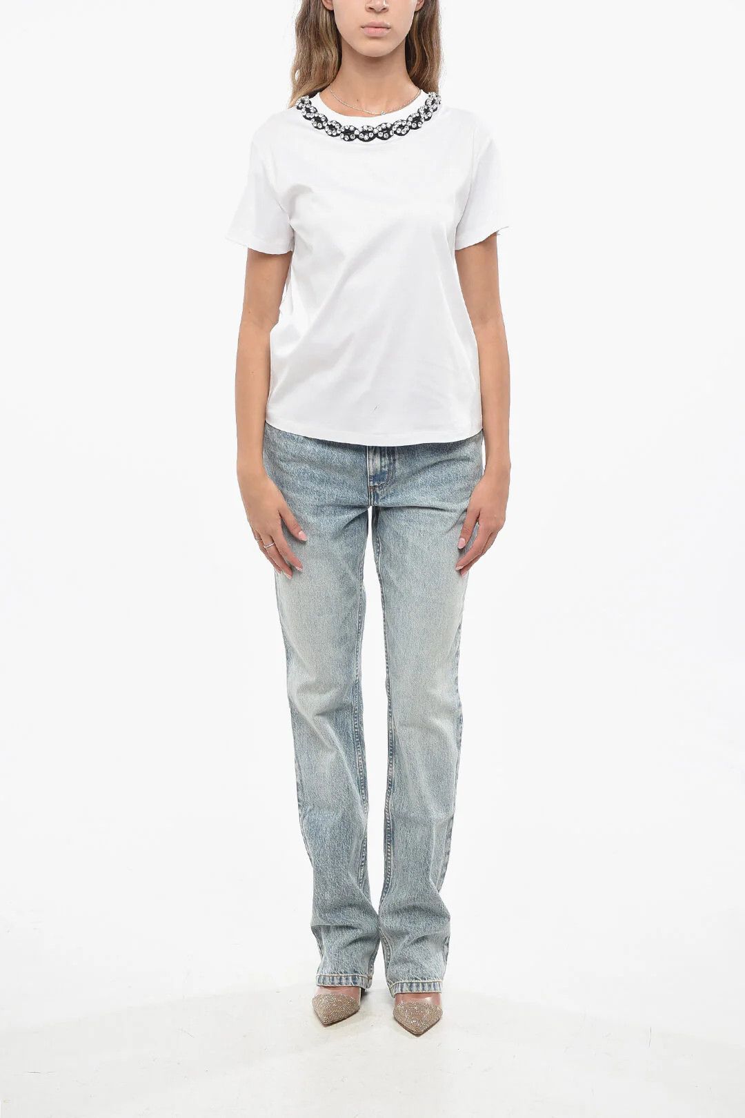 Valentino og1mm0426 Cotton Crewneck T-Shirt in White Size M / US 6-8 / IT 42-44 - 4 Thumbnail