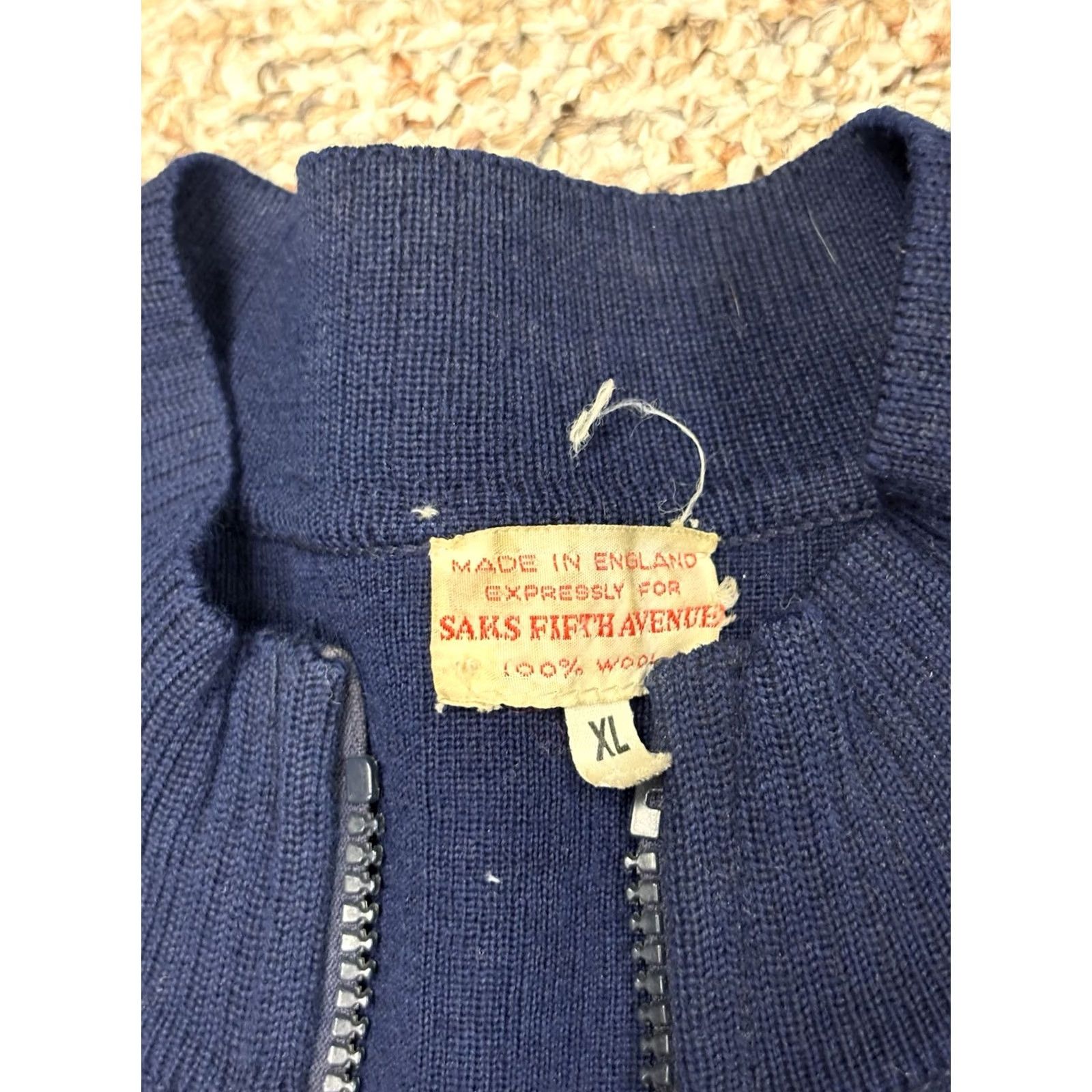Avenue VINTAGE Saks Fifth Avenue SweatEr Navy Blue 100% Wool Size XL Full Zip Women Holidays Christmas Winter Ski Y2K Size XL / US 12-14 / IT 48-50 - 4 Thumbnail