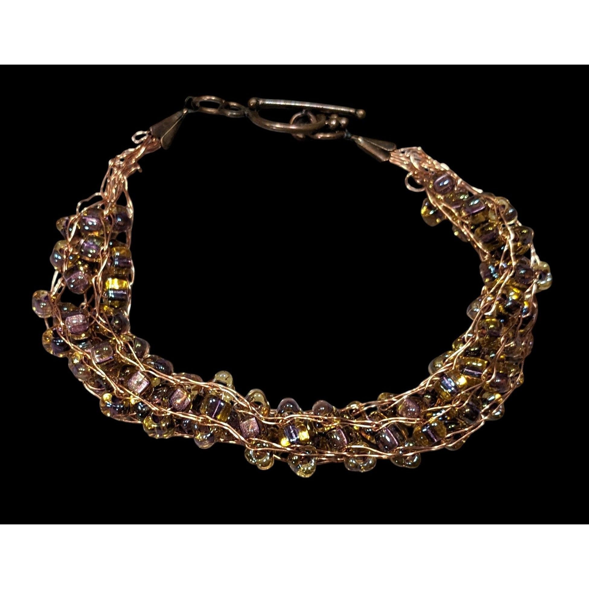 Handmade Handmade Whimsical Copper Wire And Glass Beaded Bracelet Size ONE SIZE - 1 Thumbnail