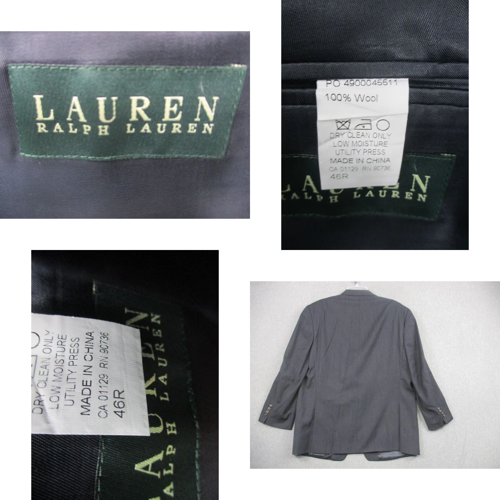 Ralph Lauren Lauren Ralph Lauren Blazer Mens 46R Gray Wool Two Button Sport Coat Jacket Size 46R - 8 Thumbnail