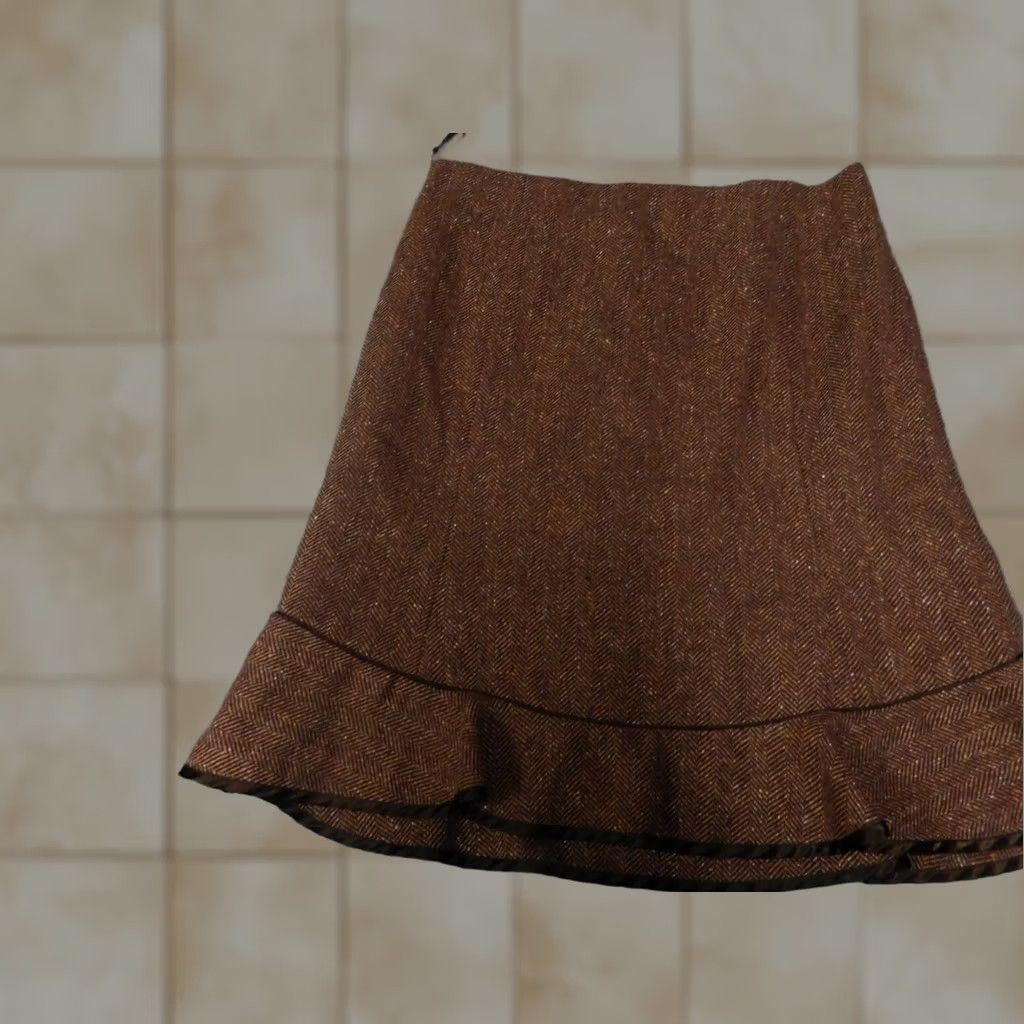 Gap Gap Womens Skirt A-Line Knee Length 6 Brown Polyester Knit Ruffle Zip Casual All Seasons Vertical M Shoes?? Size 28" / US 6 / IT 42 - 1 Thumbnail