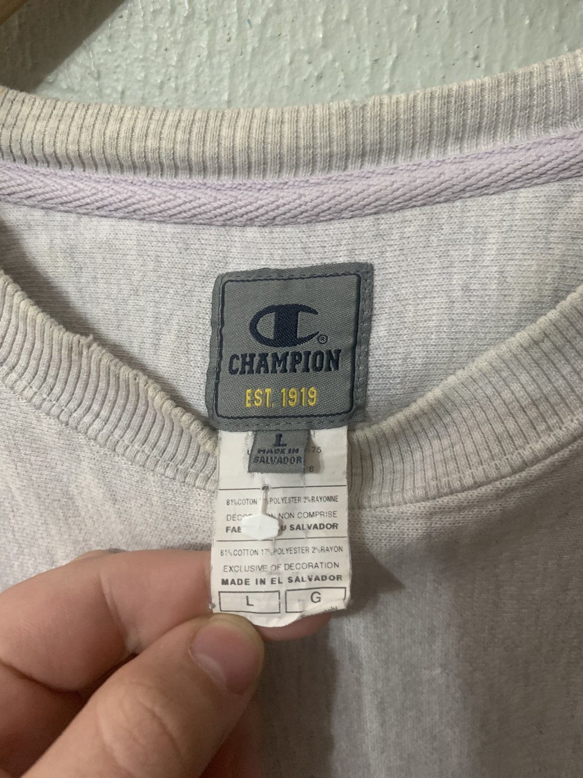 Champion × Vintage Vintage Crewneck Champion Blue C Logo Reverse Weave Crewneck Size US L / EU 52-54 / 3 - 1 Thumbnail
