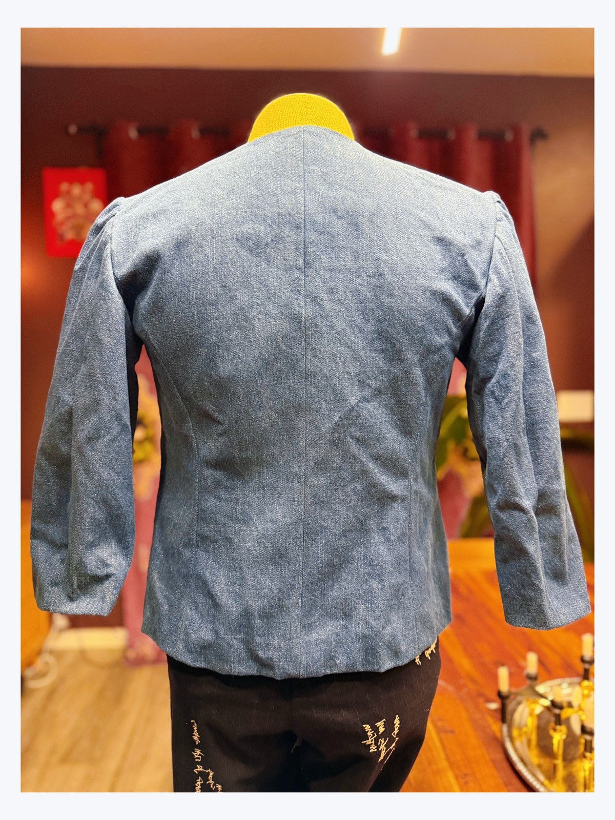 Other Chic Vintage-Style Denim Blazer with Ruffle Trim – Feminine Size M / US 6-8 / IT 42-44 - 9 Thumbnail
