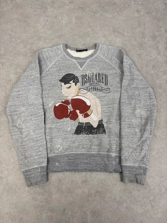 Dsquared2 FW2013 Dsquared2 Grey Distressed Boxing Sweater Size US S / EU 44-46 / 1 - 1 Thumbnail