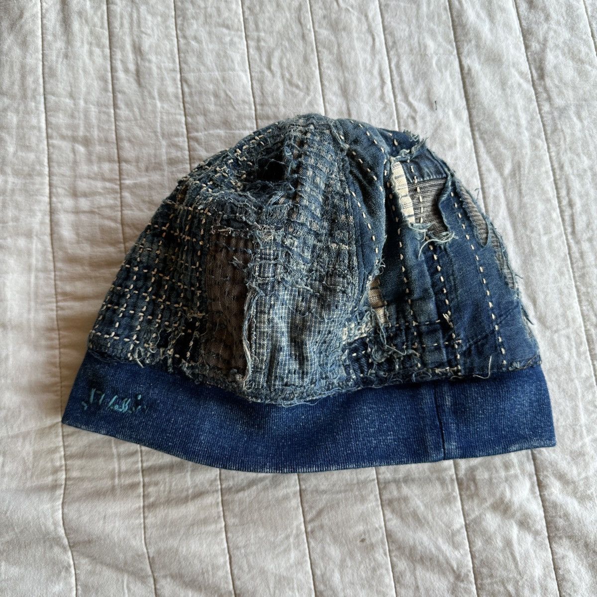 Kapital Boro Patchwork Trashed Reversible Beanie Sashiko Fisherman Size ONE SIZE - 5 Thumbnail