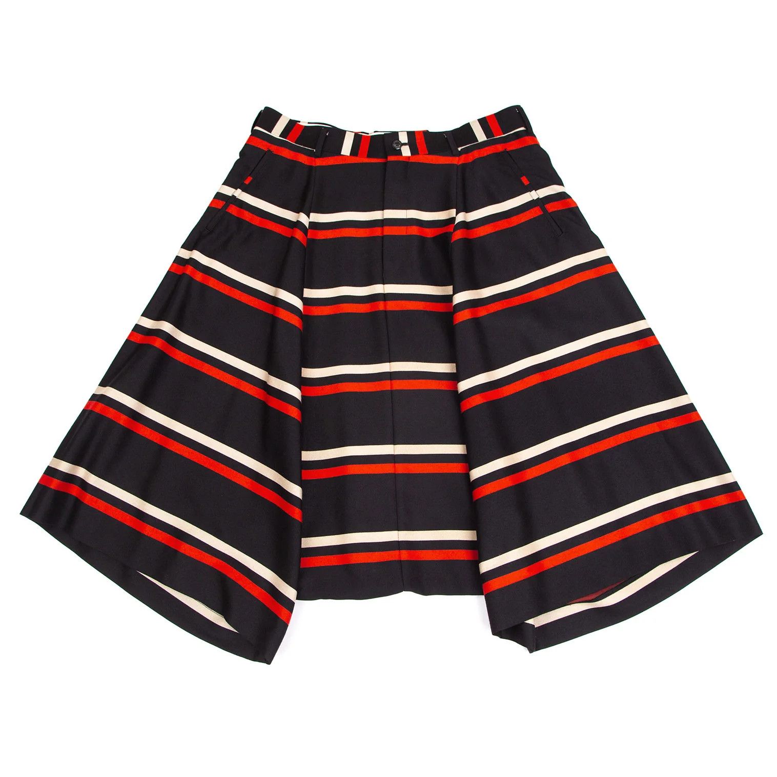 Comme des Garcons Homme Plus Striped Sarrouel Pants in Black, Red, and Off-White Size US 34 / EU 50 - 1 Thumbnail