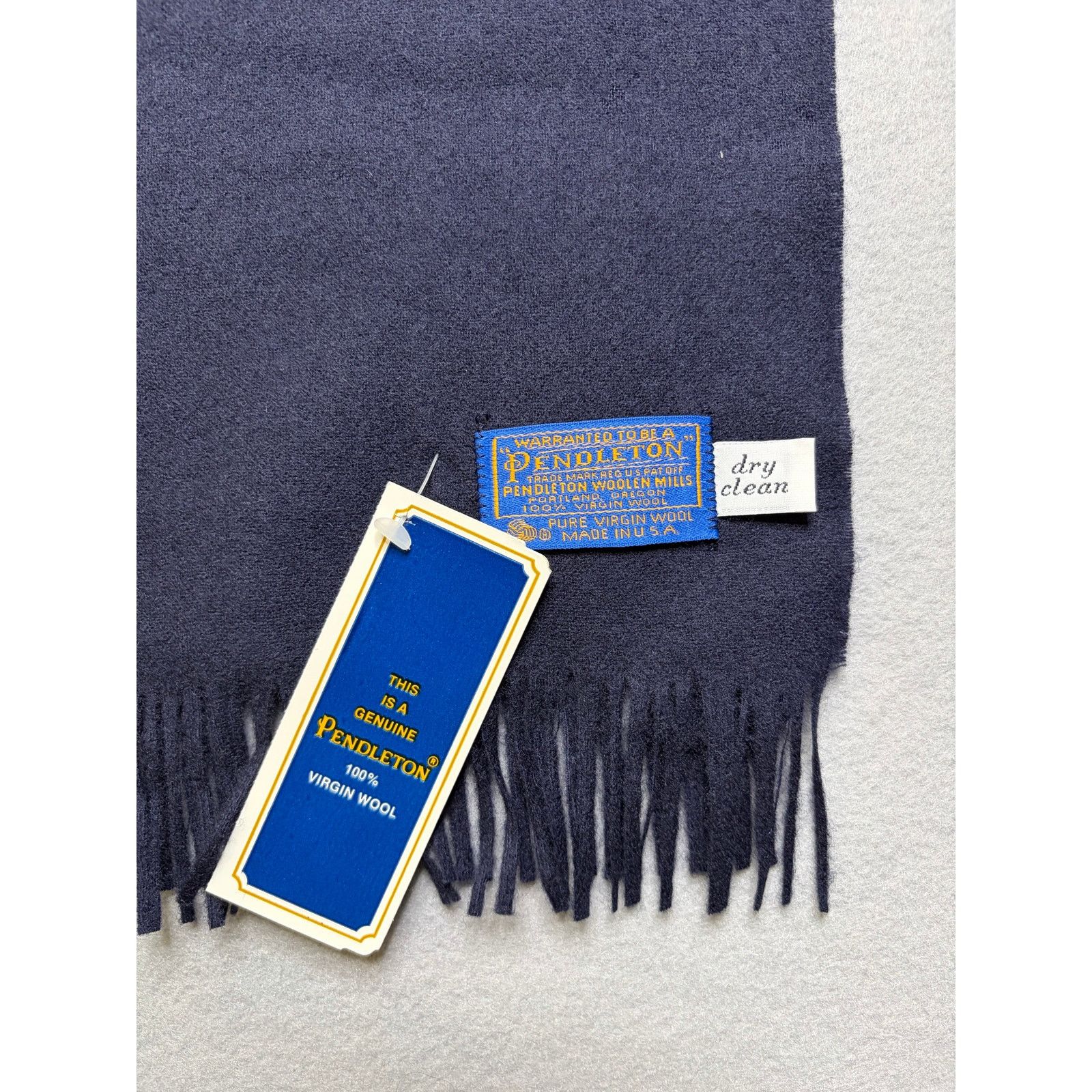 Pendleton Vintage Pendleton 100% Virgin Wool Scarf Blue Fringe USA NWT Size ONE SIZE - 2 Thumbnail
