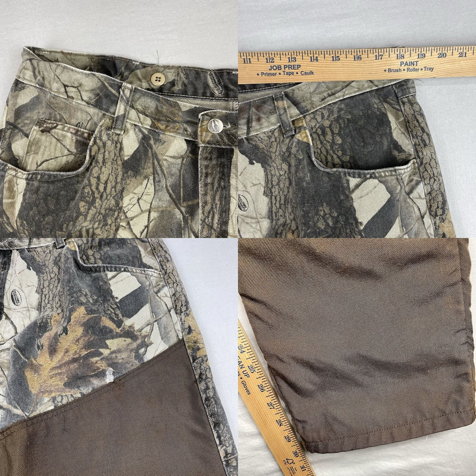 Wrangler VINTAGE Wrangler Pro Gear Pants Mens 40x30 RealTree Woodland Camo Brush Guard Hunting Jeans 5-Pocket Mens Green Camouflage Denim Cotton Wool? Size US 40 / EU 56 - 8 Thumbnail