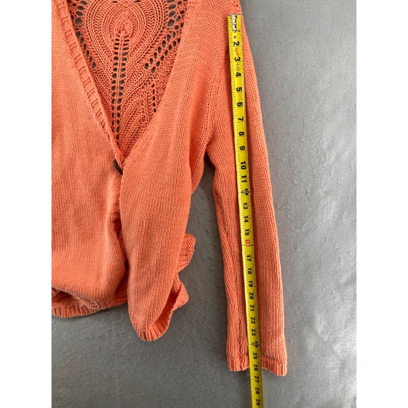 Soft Surroundings Soft Surroundings Cardigan Open-Knit V-Neck Orange Womens M Knit Sweater (Cotton Blend) Size M / US 6-8 / IT 42-44 - 7 Thumbnail