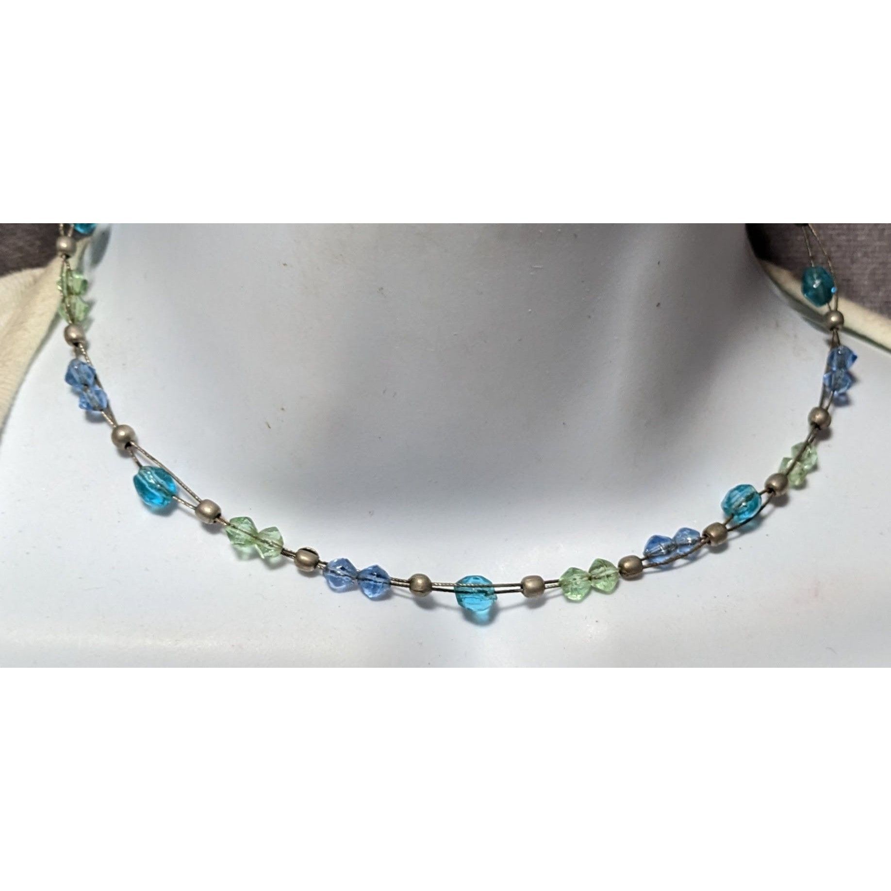 Express Express Blue And Silver Tone Beaded Casual Necklace Size ONE SIZE - 6 Thumbnail