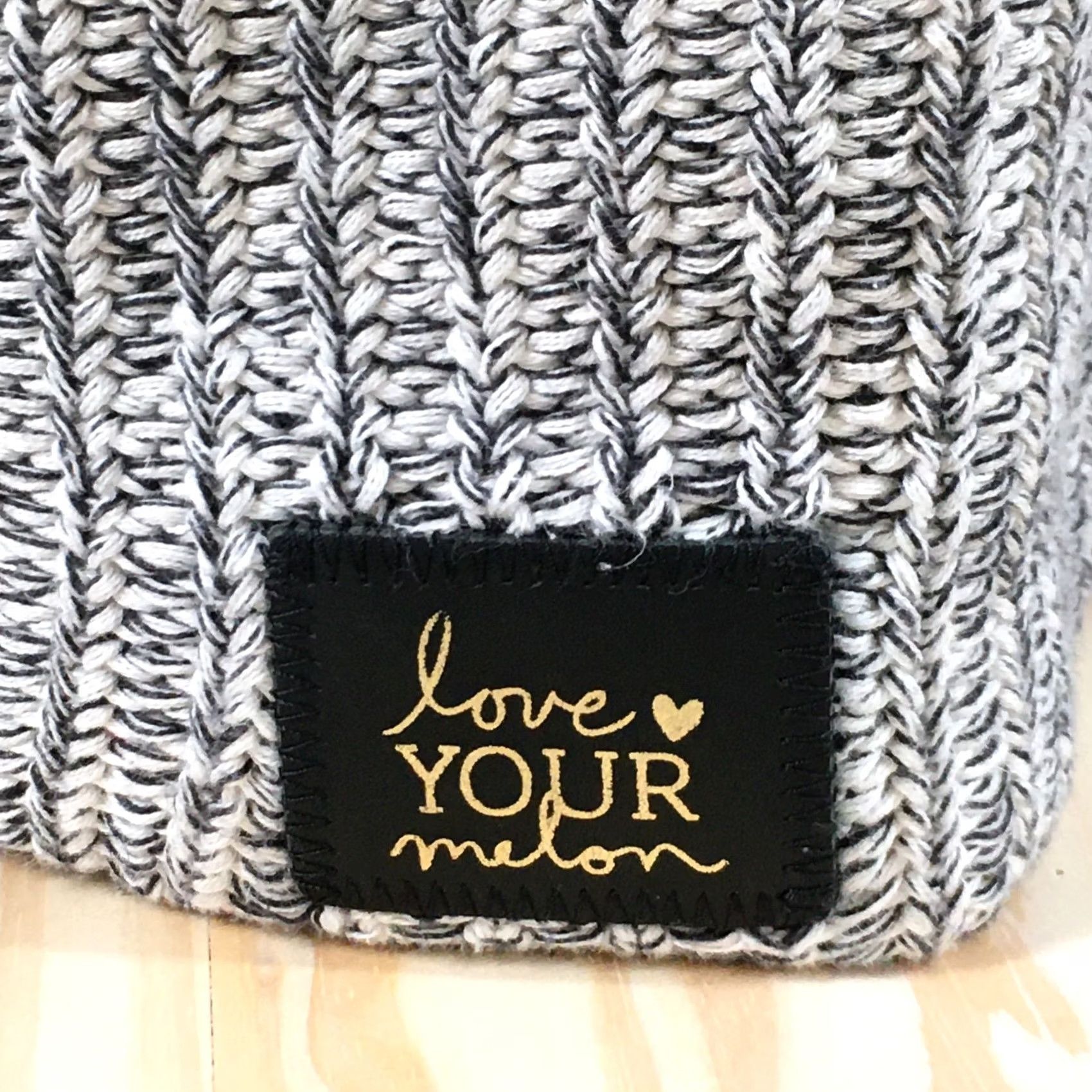Vintage Love Your Melon Winter Beanie Hat Womens White OS Adjustable Knitted Cotton Size ONE SIZE - 3 Thumbnail