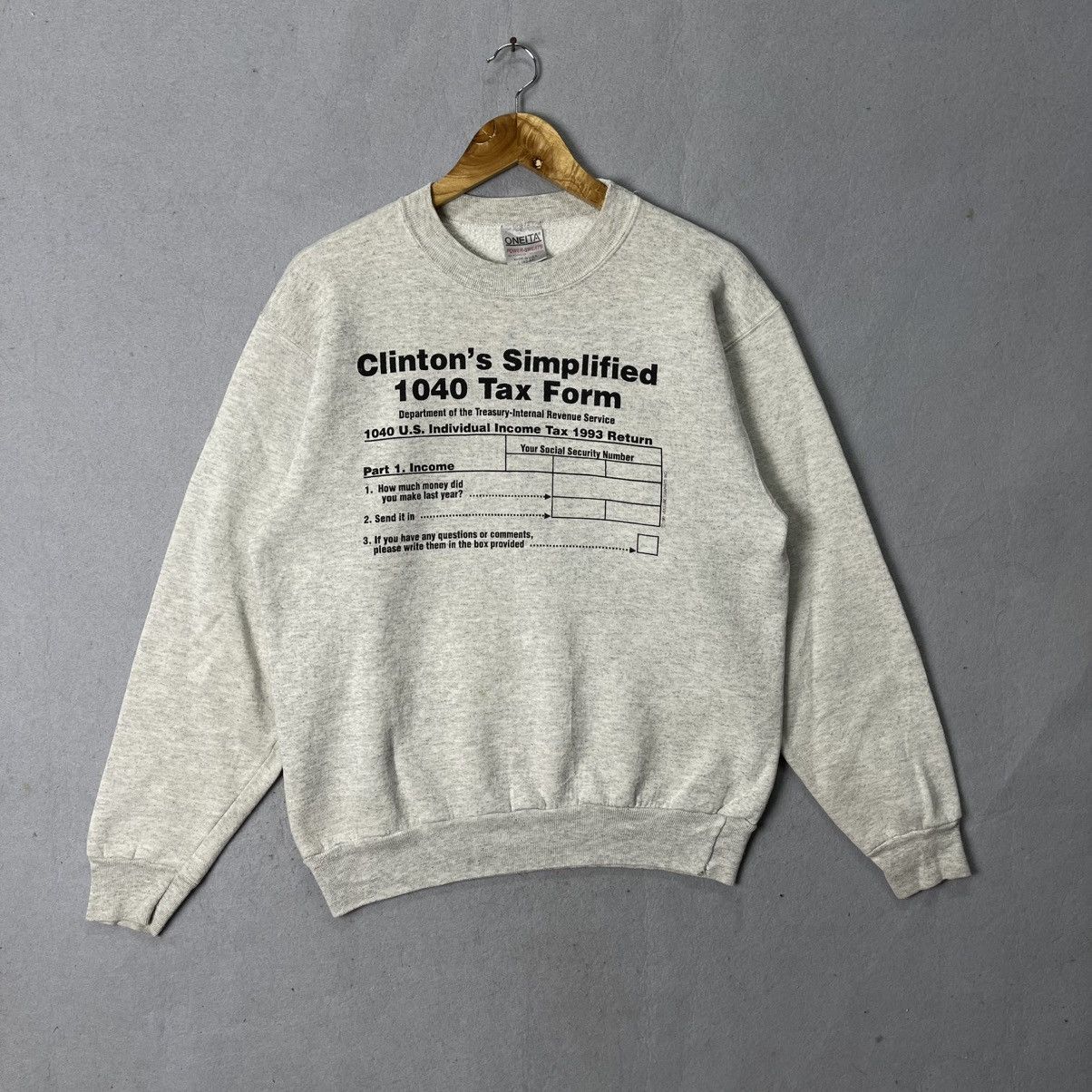 Vintage Vintage Clinton’s Simplified 1040 Tax Form Sweatshirt Oneita Size US L / EU 52-54 / 3 - 1 Thumbnail
