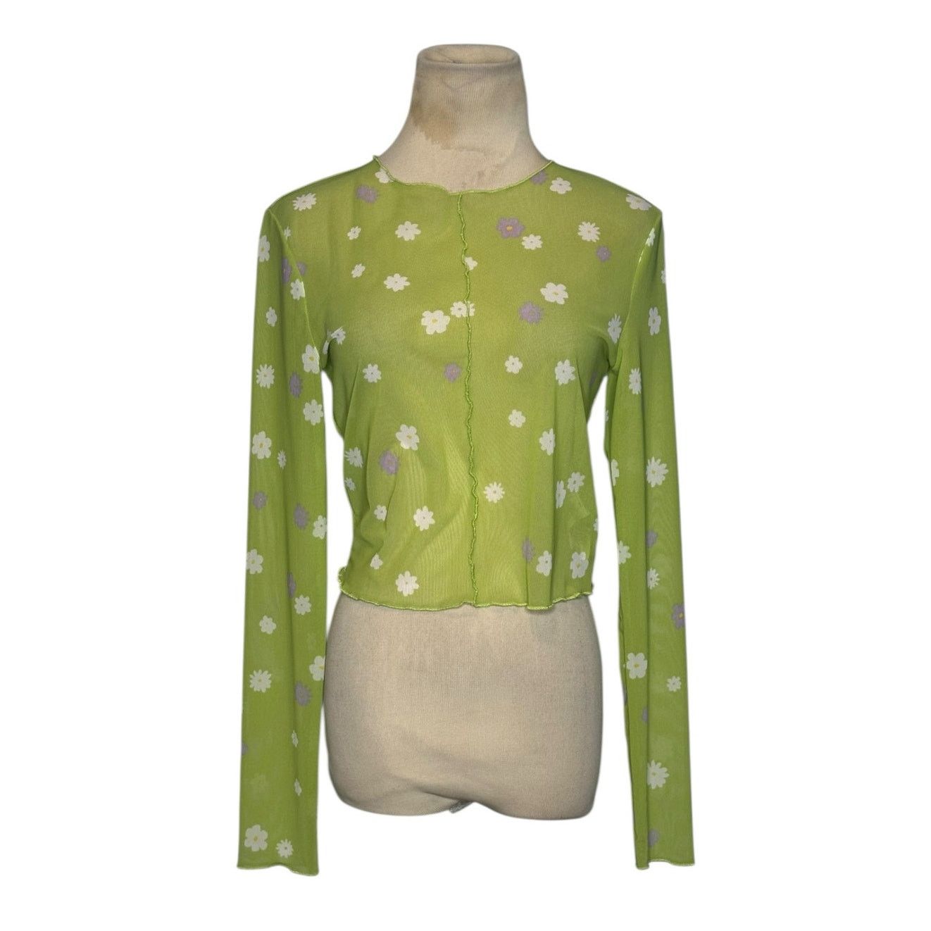 Forever 21 Forever 21 green floral sheer long sleeves top size Medium Size M / US 6-8 / IT 42-44 - 1 Thumbnail