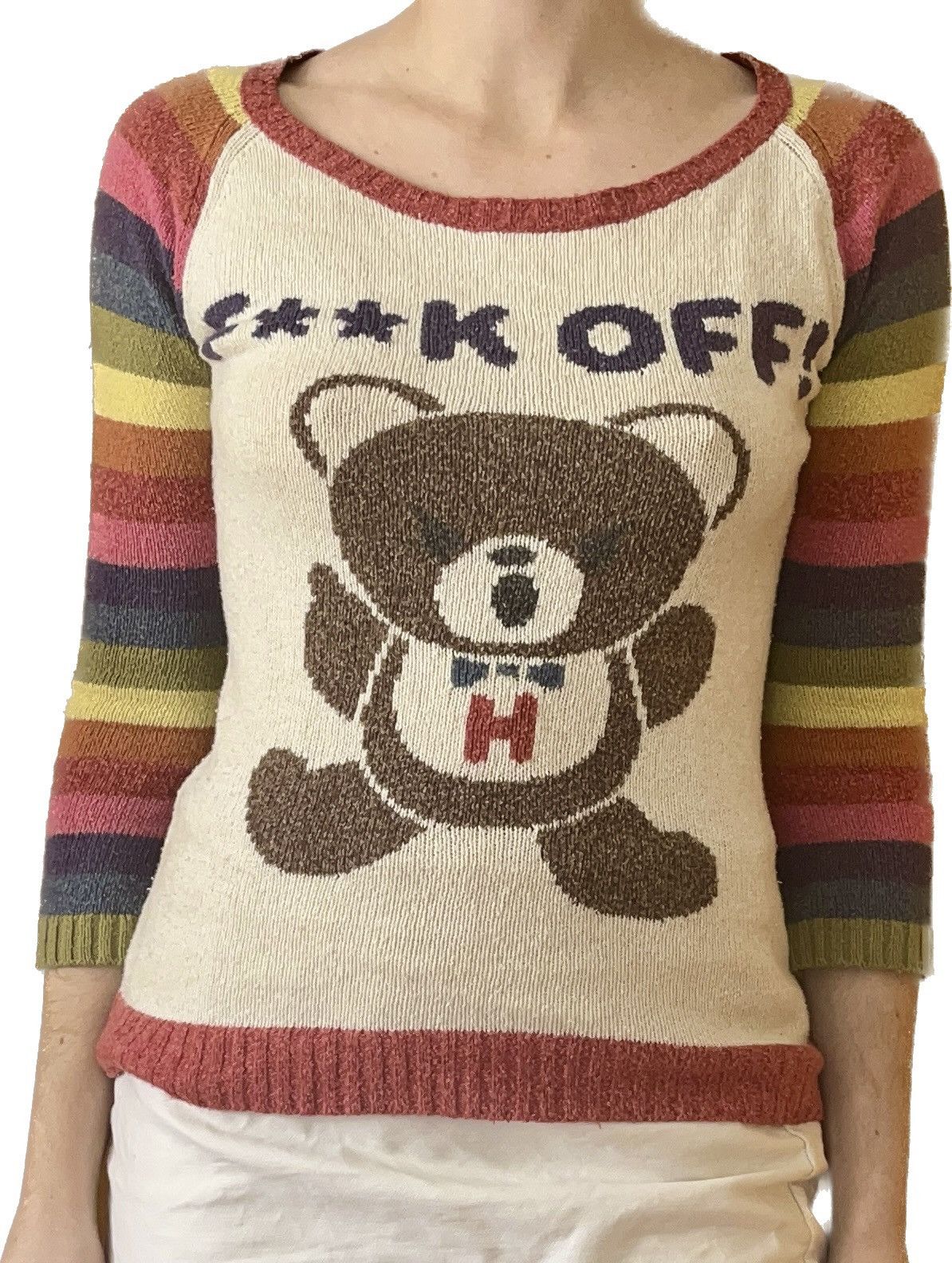 Image of Vintage Hysteric Glamour “Fk Off!” Knit in White, Women's (Size Small)