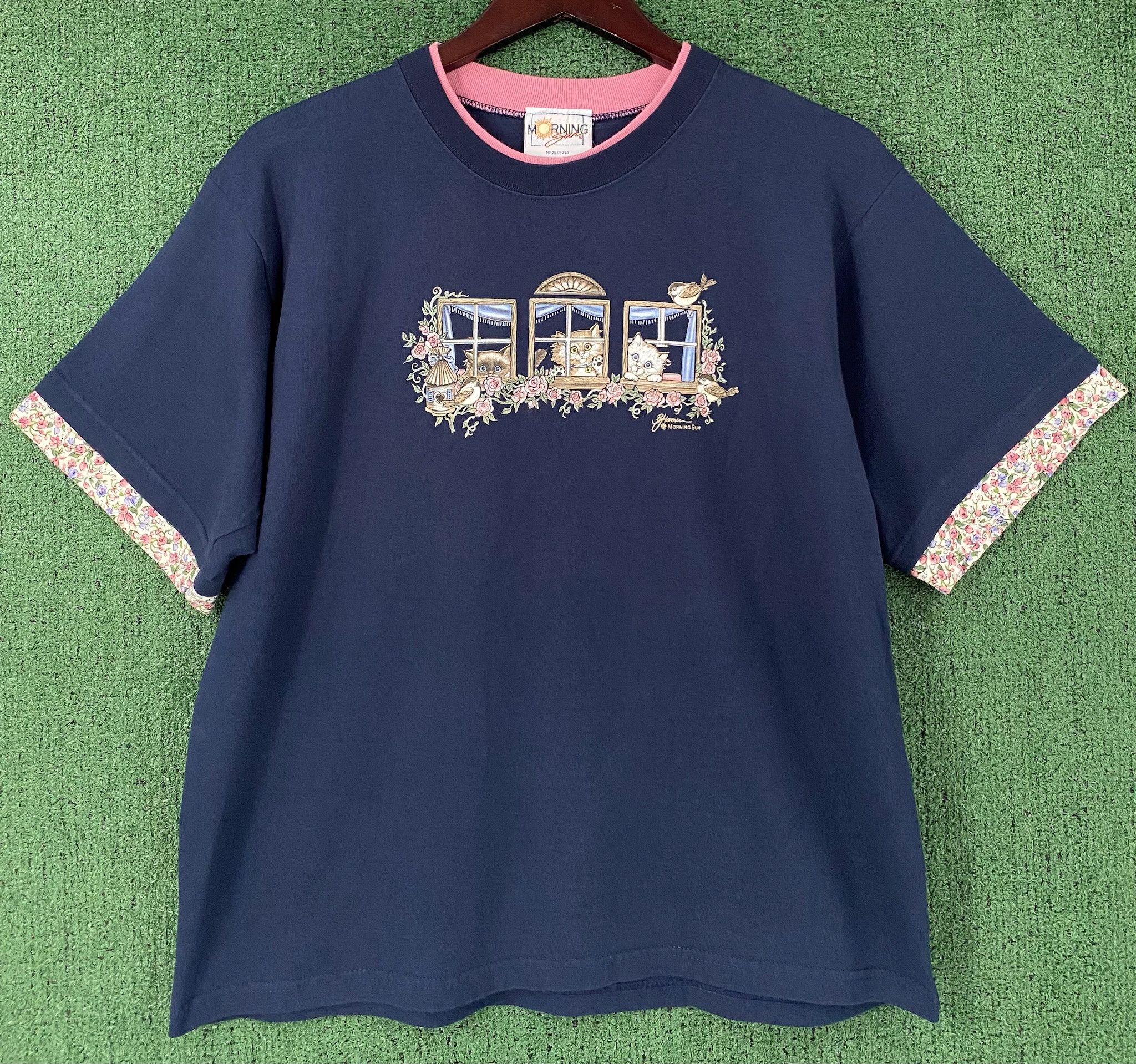 Other 90’s Morning Sun Cat Kitten Birds T-shirt Large Size L / US 10 / IT 46 - 1 Thumbnail