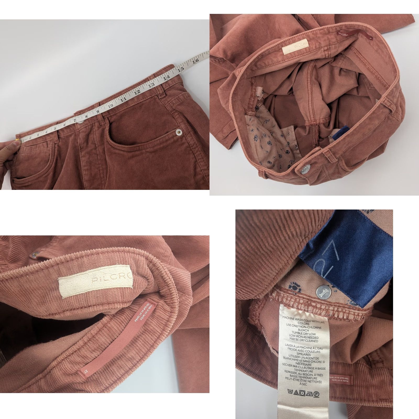 Anthropologie Anthropologie Pilcro Rose Pink 5 Pocket Wide Leg Corduroy Pants Women's Size 27 Size 27" / US 4 / IT 40 - 8 Thumbnail