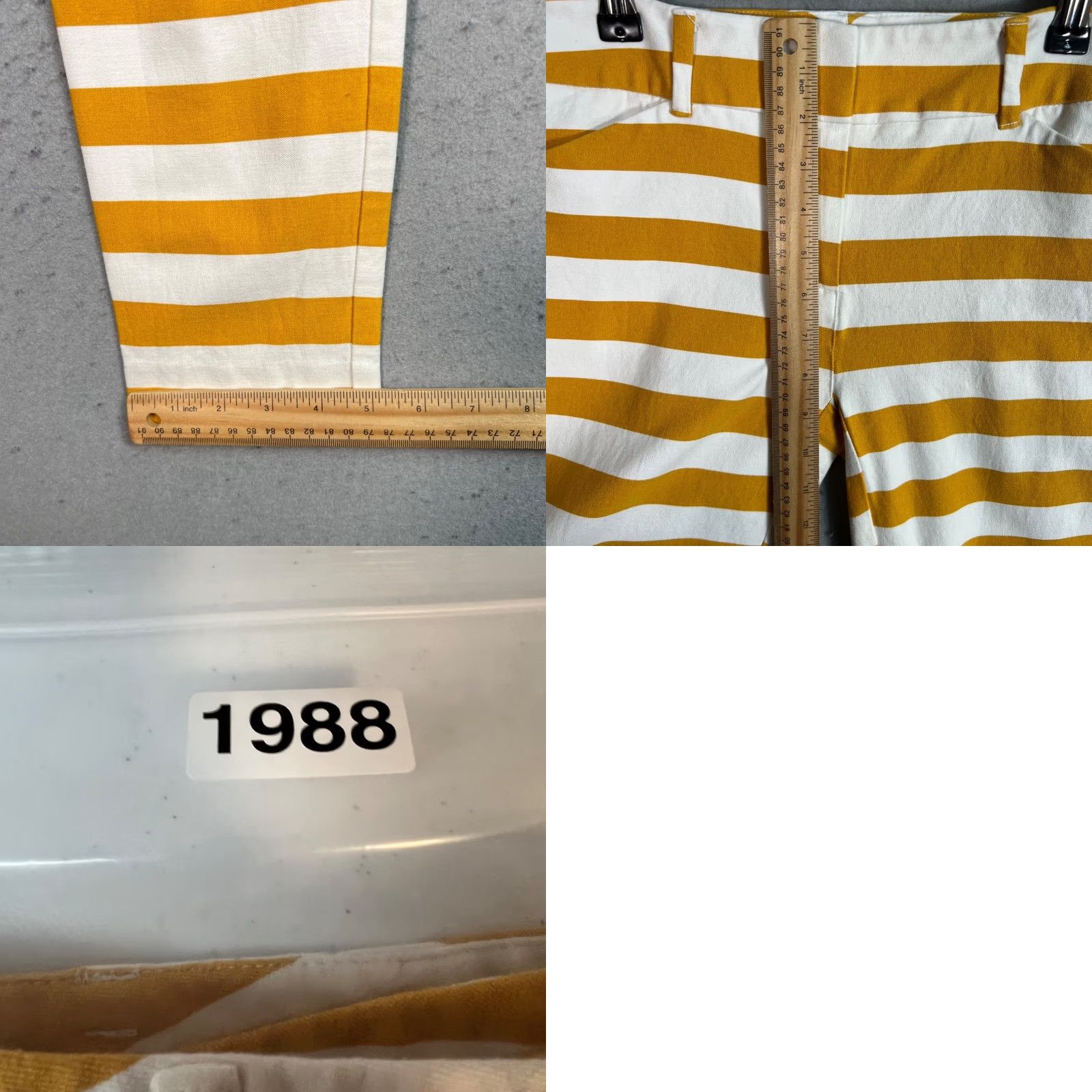 Vintage VINTAGE New York & Company Yellow & White Striped Stretch Pants Womens Size 4 Cropped Skinny Cotton Blend 26 in Inseam Womens Size 27" / US 4 / IT 40 - 8 Thumbnail