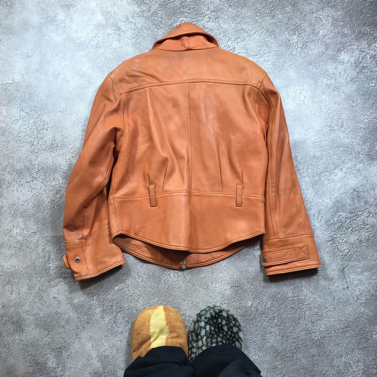 Vintage Vintage 90s Tan Leather Jacket Streetwear Workwear Relaxed M Size M / US 6-8 / IT 42-44 - 7 Thumbnail