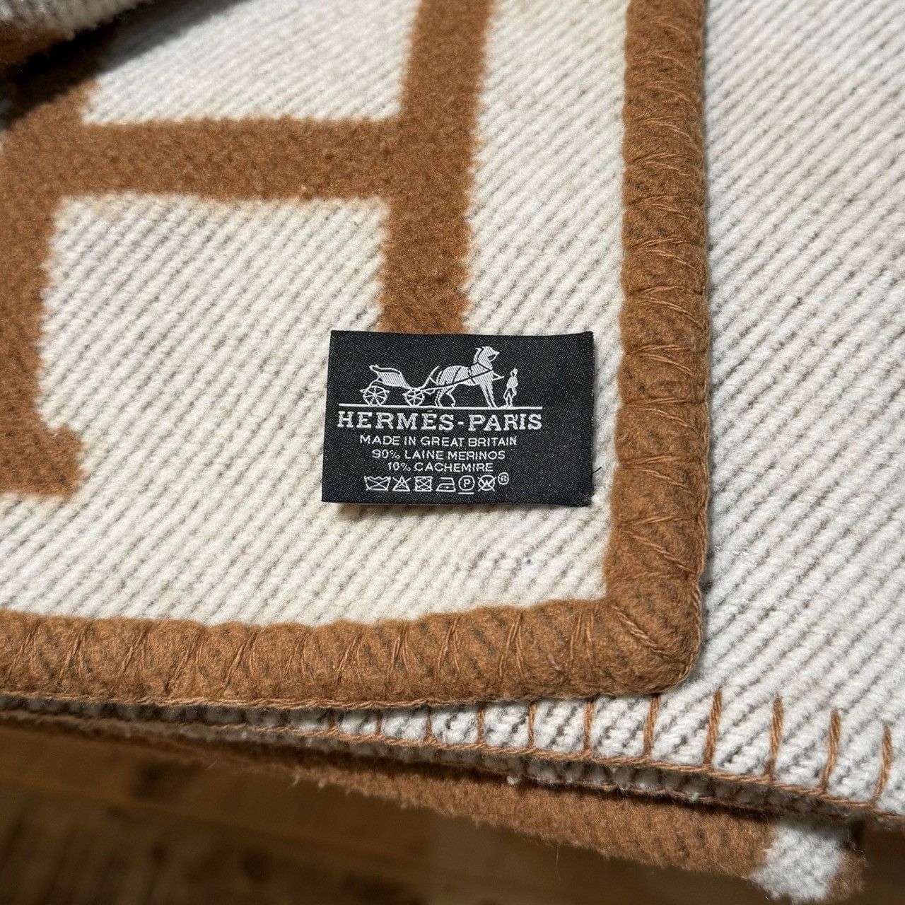 Hermes Hermès Ecru Camel Wool Cashmere Throw Blanket Size ONE SIZE - 5 Thumbnail