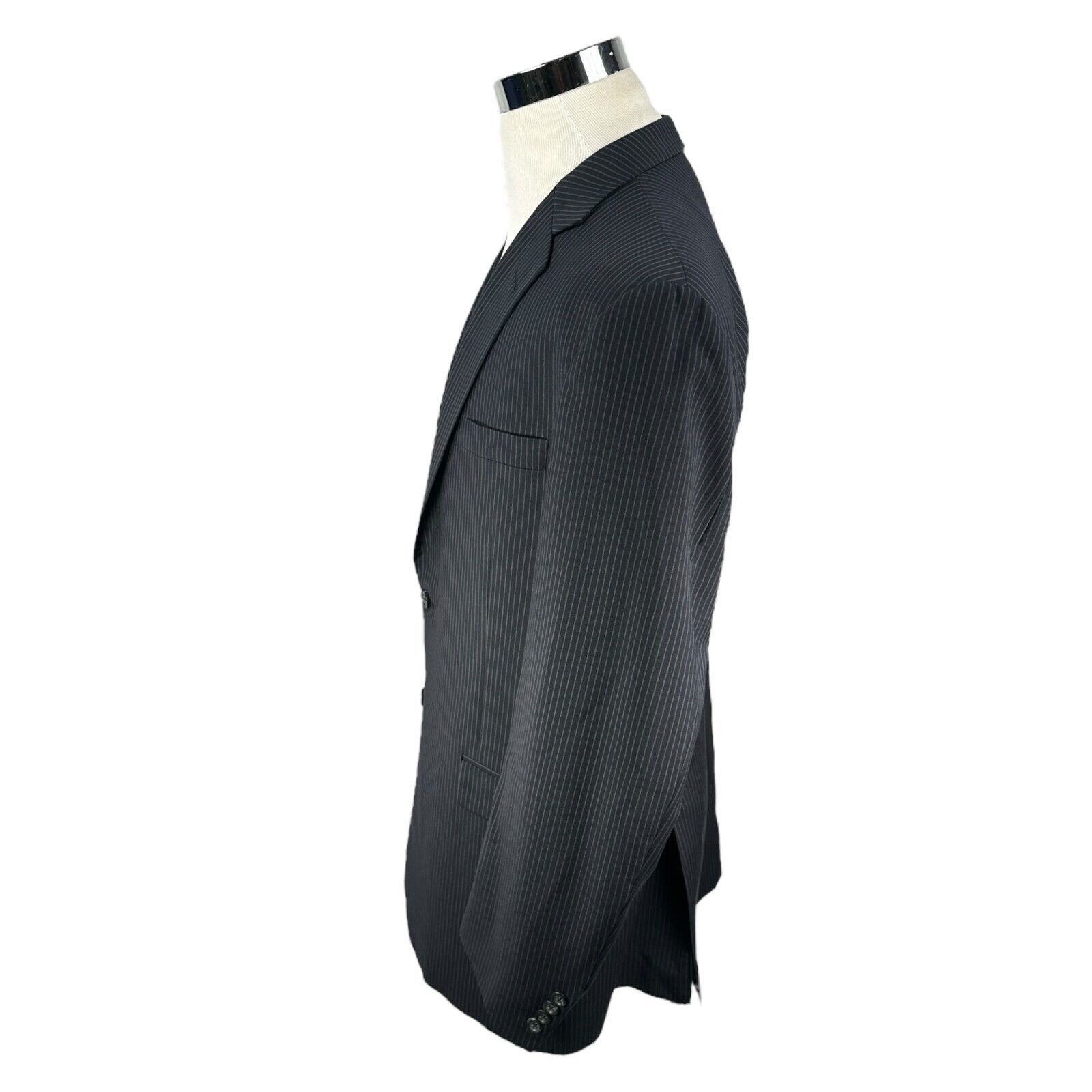 Burberry Burberry Blazer Jacket Men's 44L Navy Blue Pinstripe Lapel Size 44L - 3 Thumbnail