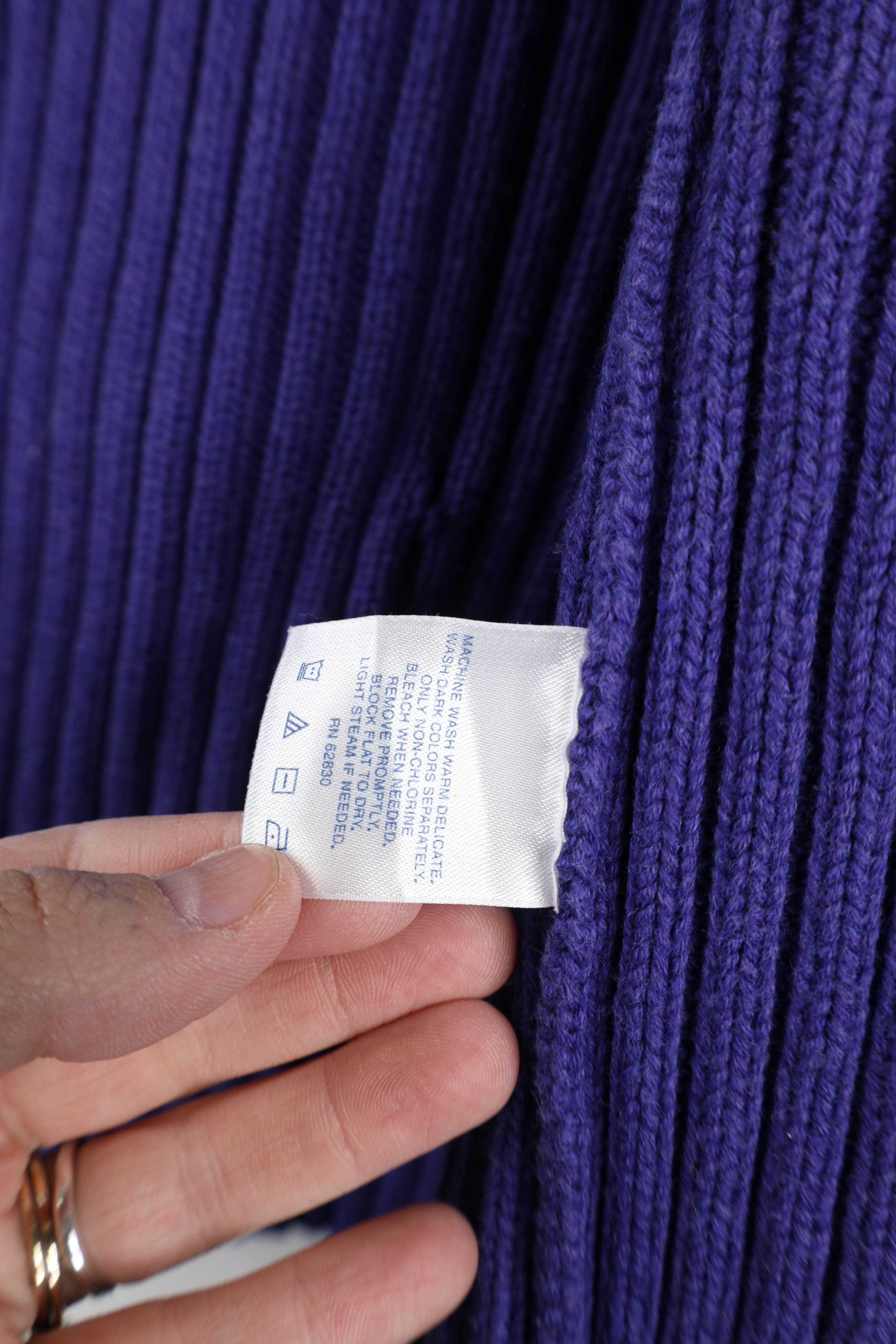 Lands' End × Vintage Vintage 90s Lands End Ribbed Cable Knit Sweater Japan Purple Size L / US 10 / IT 46 - 7 Thumbnail