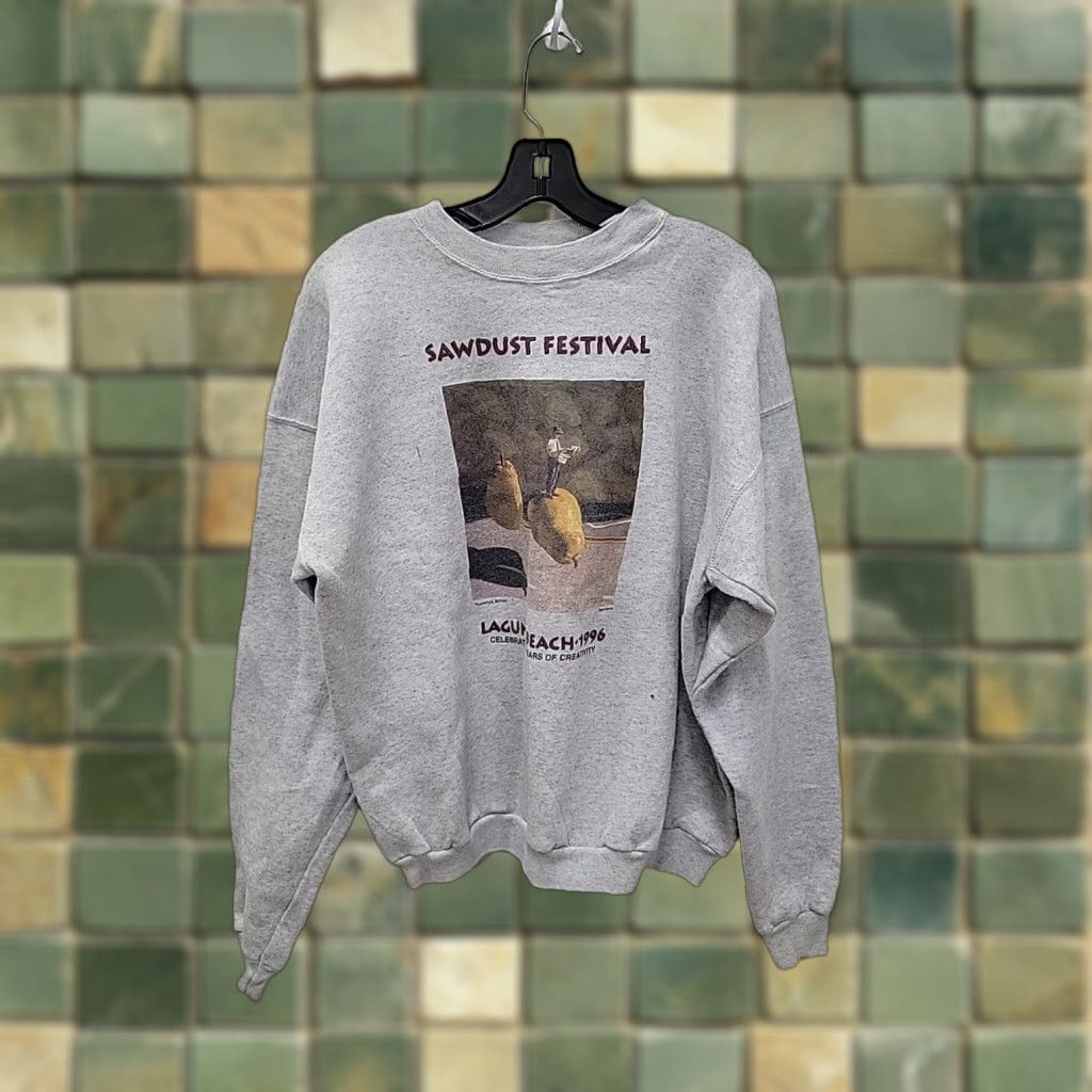 Hanes VINTAGE Sawdust Festival Art Sweatshirt Mens XL Gray Laguna Beach 1996 Hanes Sweatshirt 90s Grunge Size US XL / EU 56 / 4 - 1 Thumbnail