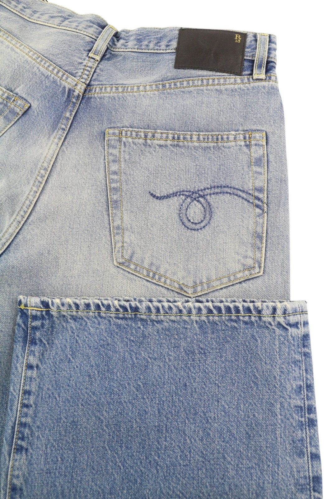 R13 D'ARCY LOOSE 29 Veiled Washed Faded Blue Logo 85446 Size US 29 - 5 Thumbnail
