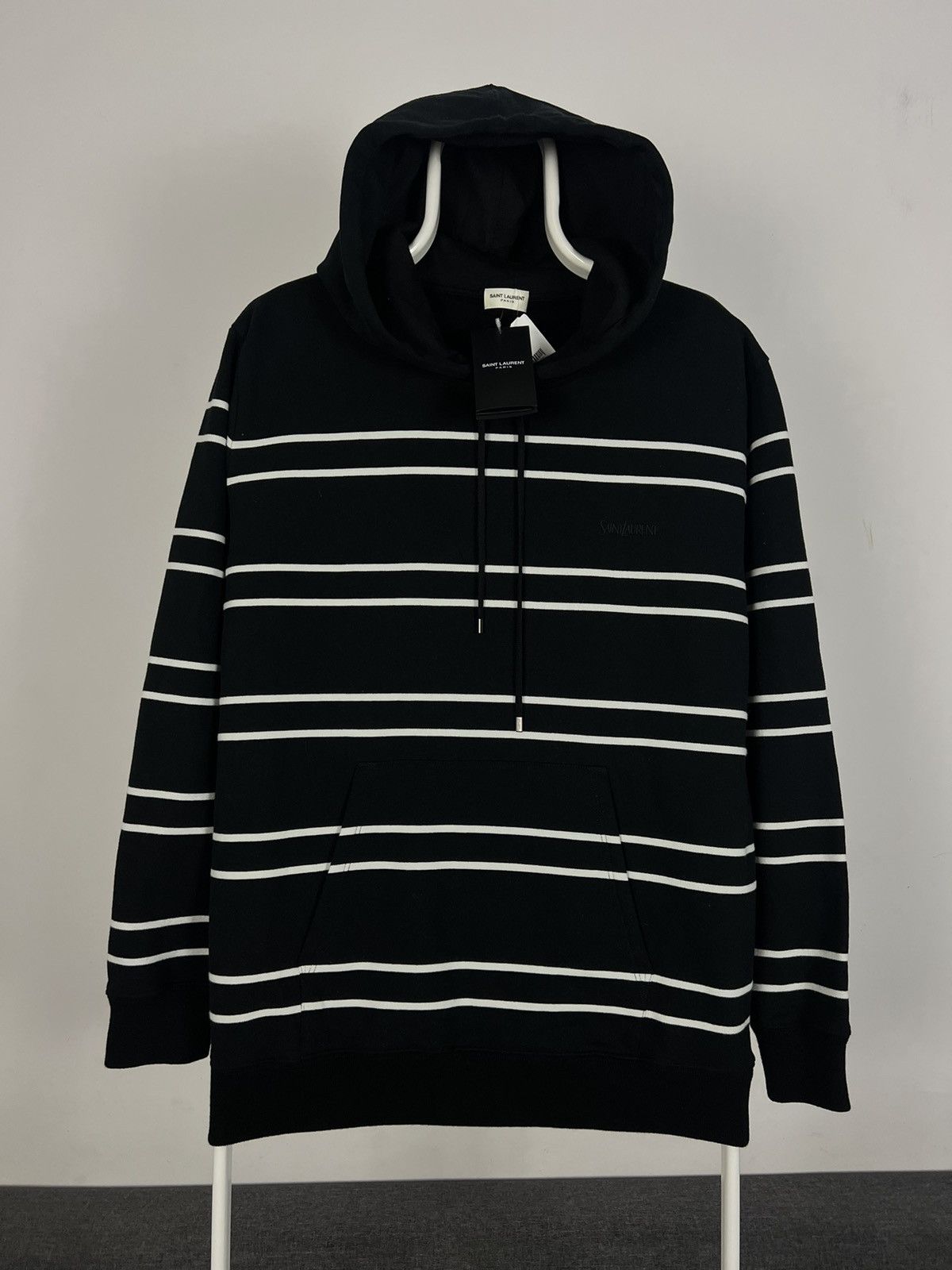 Designer × Saint Laurent Paris × Yves Saint Laurent Saint Laurent Striped Cotton Hoodie Size US L / EU 52-54 / 3 - 1 Thumbnail