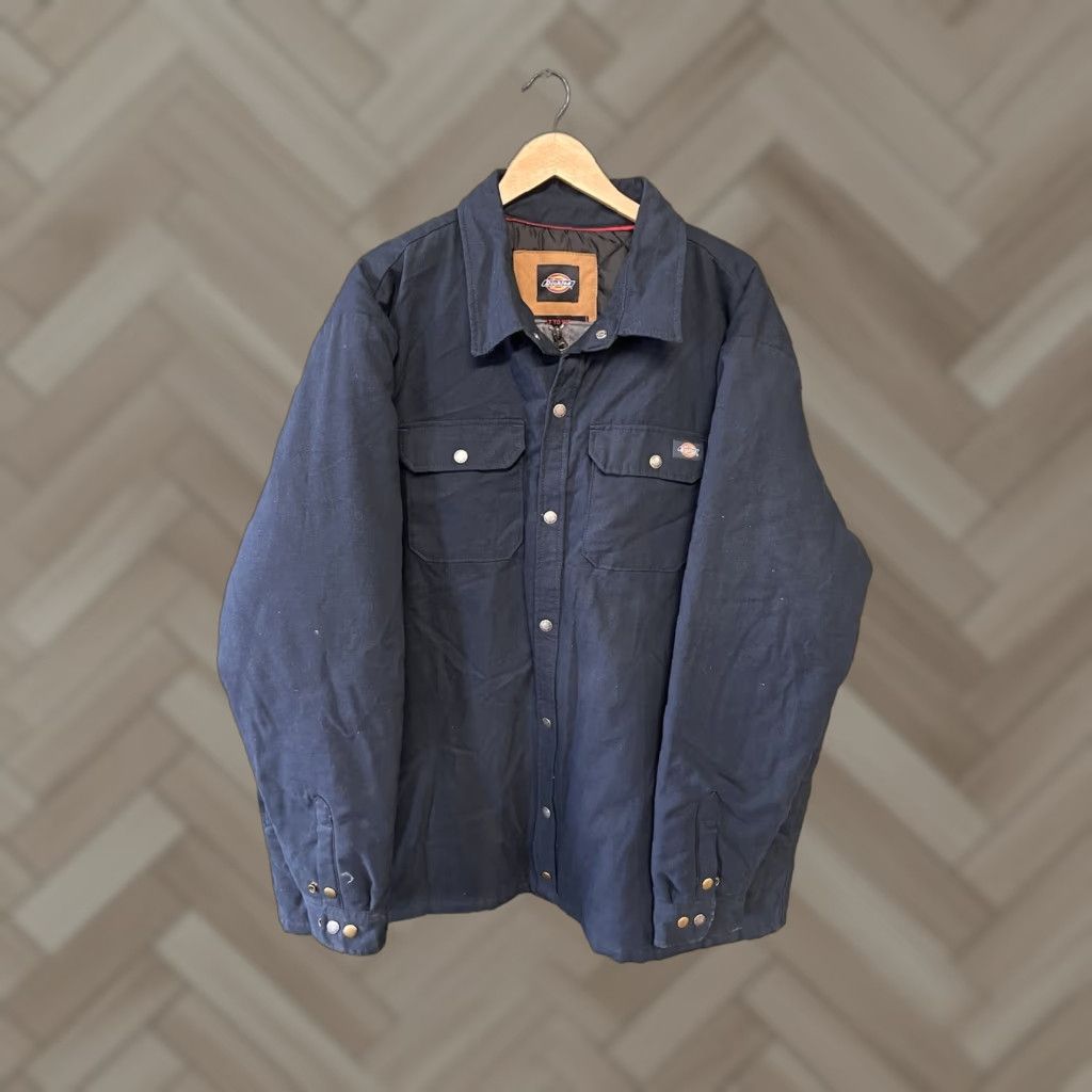 Dickies Dickies Jacket Blue Long Sleeve Full Zip Workwear Double Pocket 3XL Mens Cotton Quilted Long Length Adult Mens Size US XXL / EU 58 / 5 - 1 Thumbnail