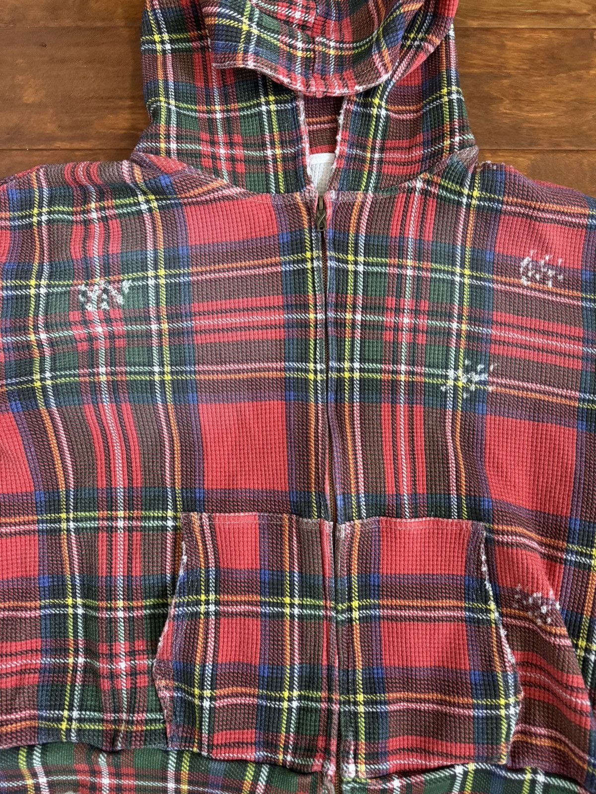 Other XWORE Red plaid waffle knit zip up Size US M / EU 48-50 / 2 - 2 Thumbnail