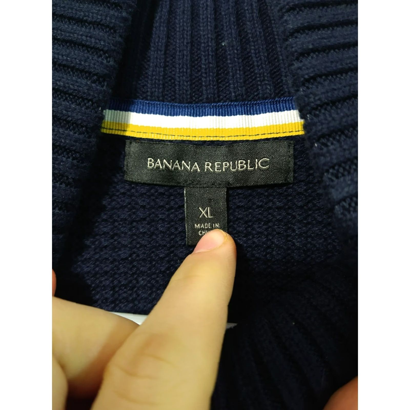 Banana Republic Banana Republic Sweater Cardigan Mens XL Blue Cotton Mock Neck Knit Winter Fall Spring Casual Regular Fit Mens Size US XL / EU 56 / 4 - 5 Thumbnail