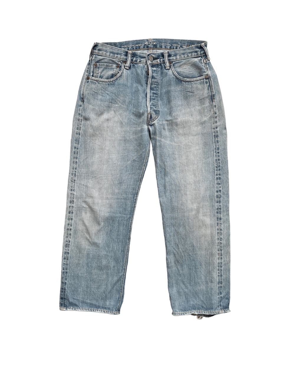 image of 45Rpm Distressed Selvedge 45 Rpm Denim Jeans in Blue Distressed, Men's (Size 30)